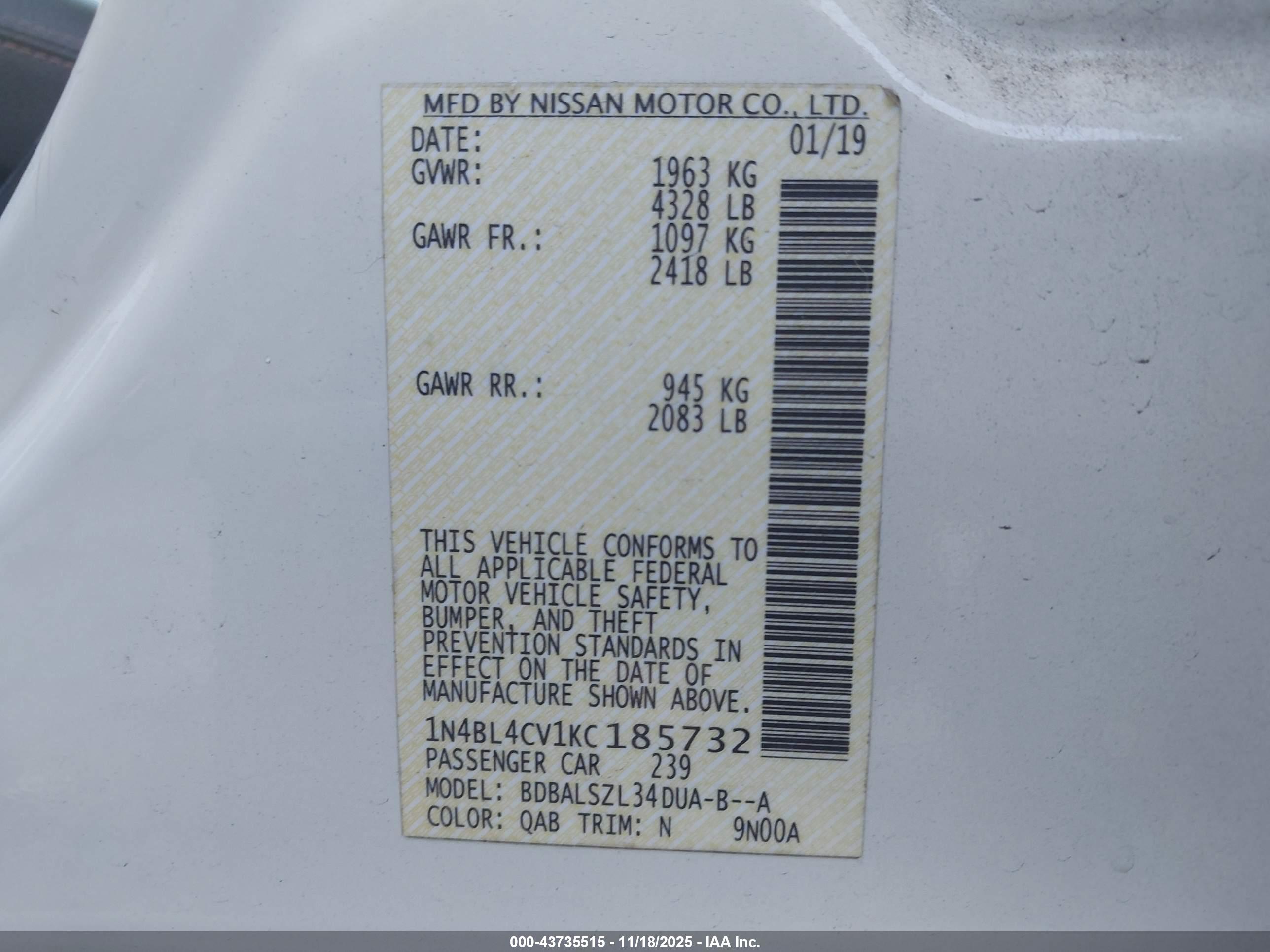 NISSAN ALTIMA image 9