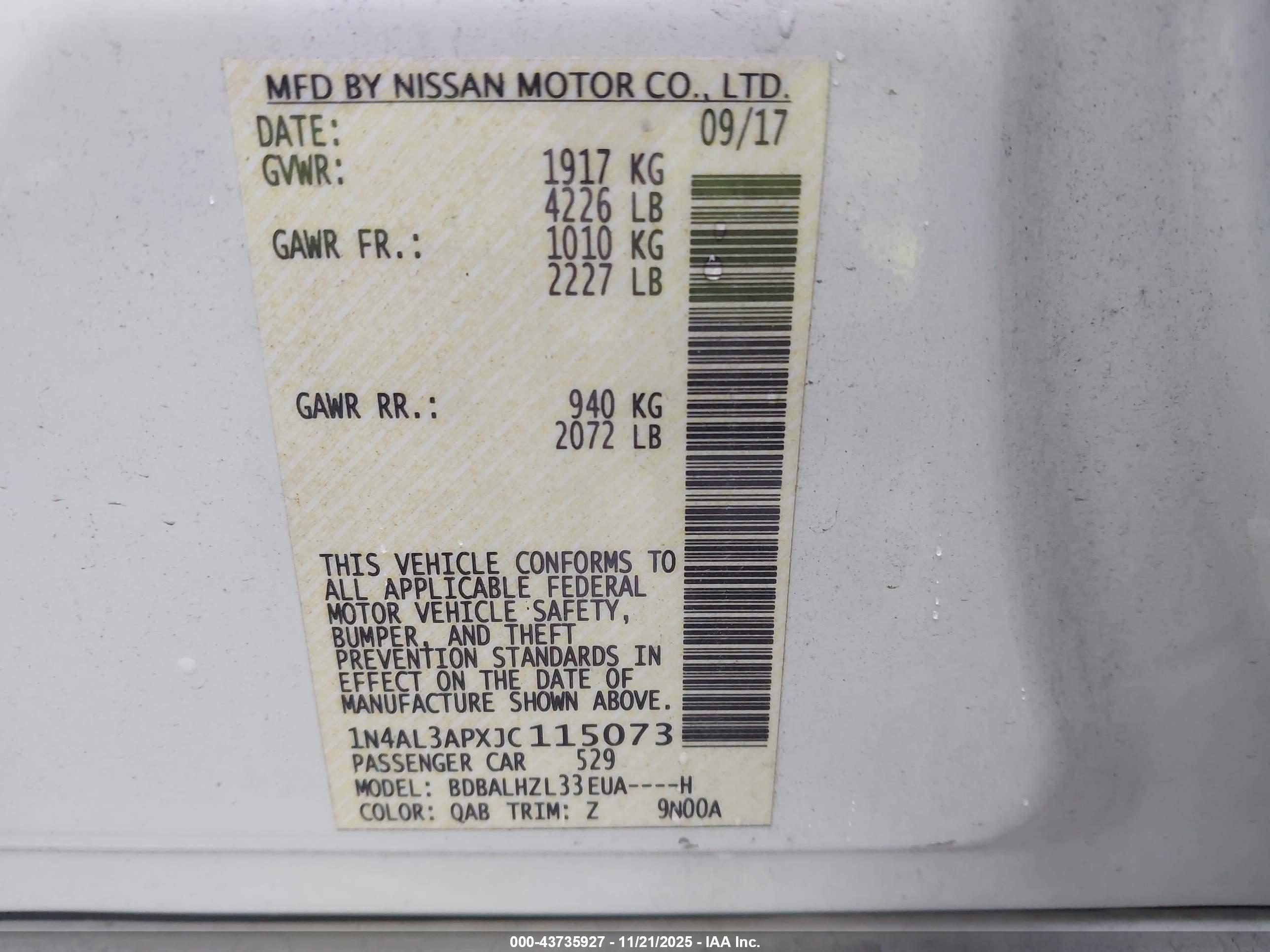 NISSAN ALTIMA image 9