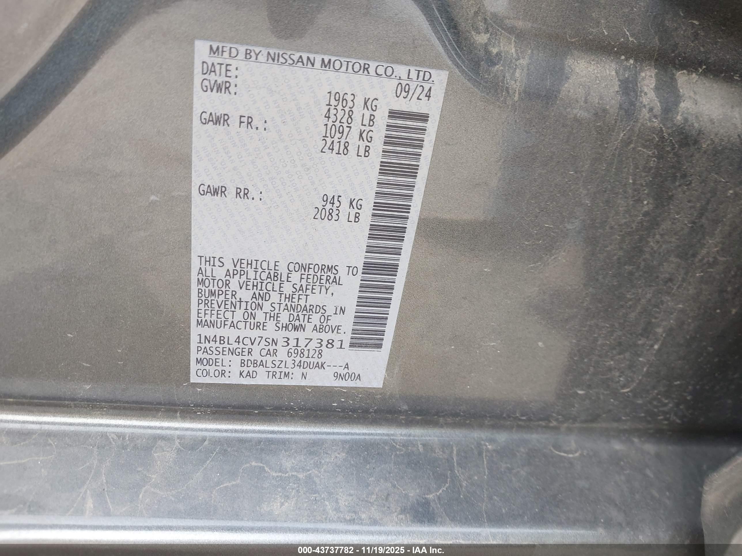 NISSAN ALTIMA image 9