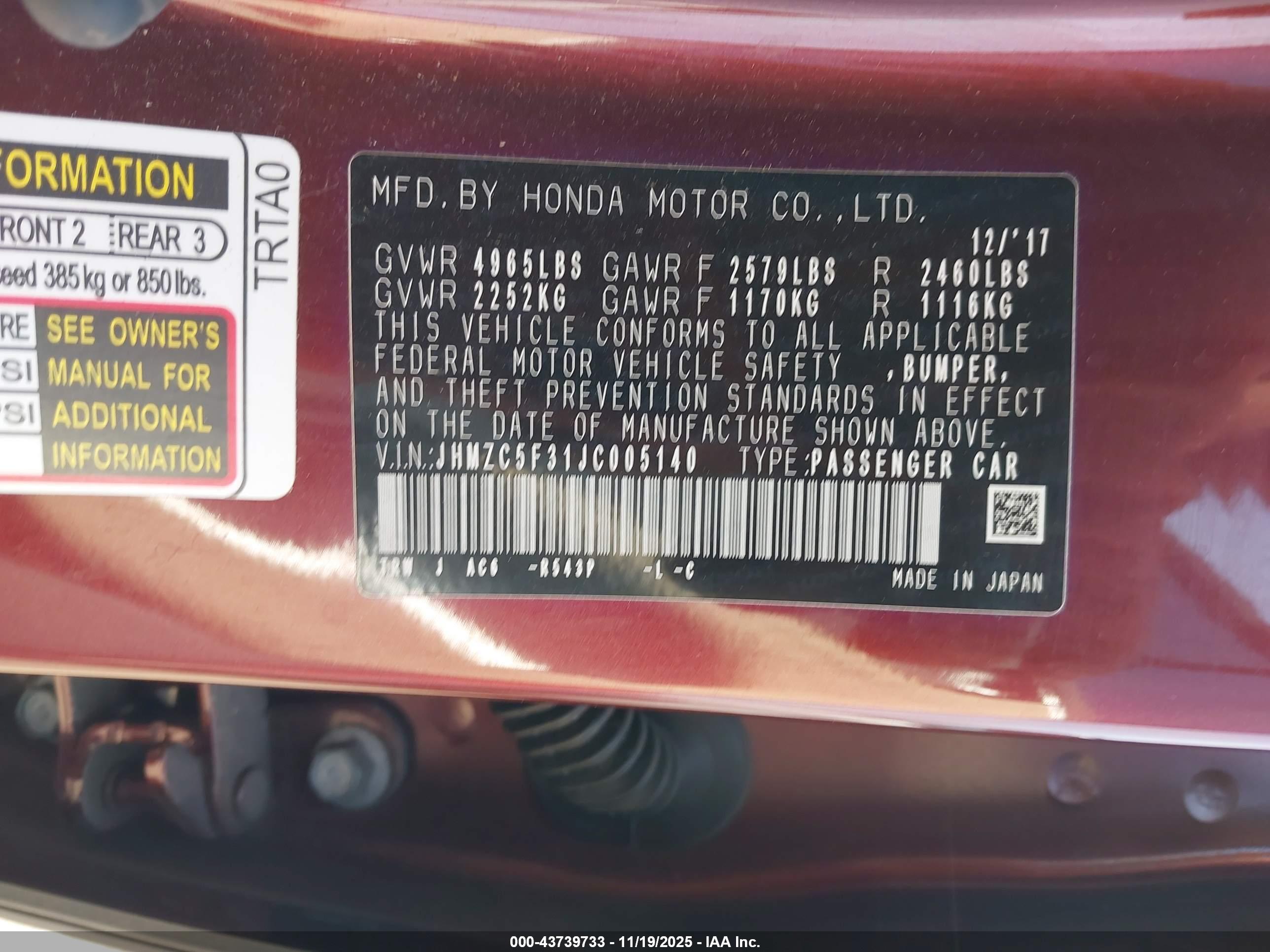 HONDA CLARITY image 9
