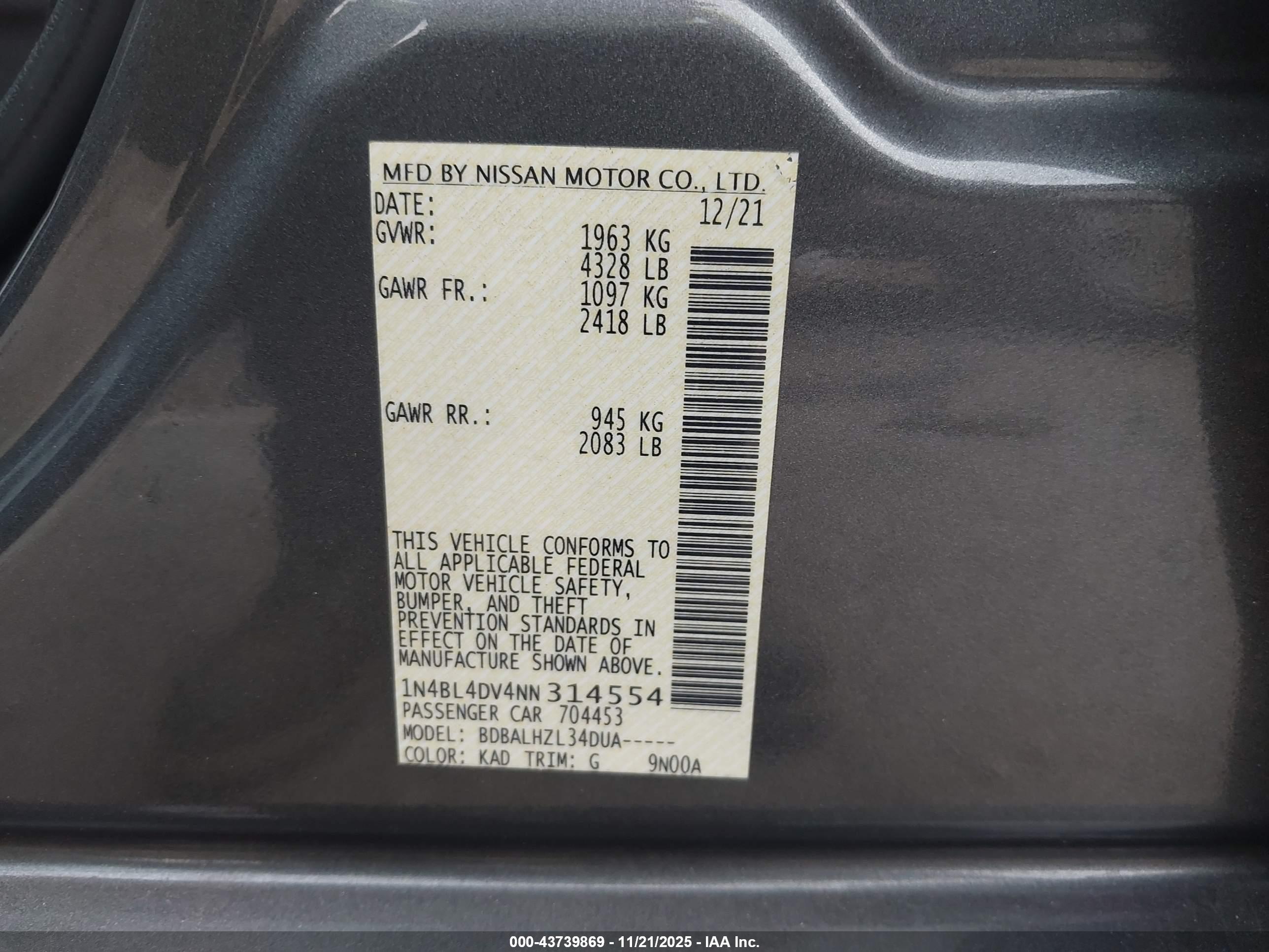 NISSAN ALTIMA image 9