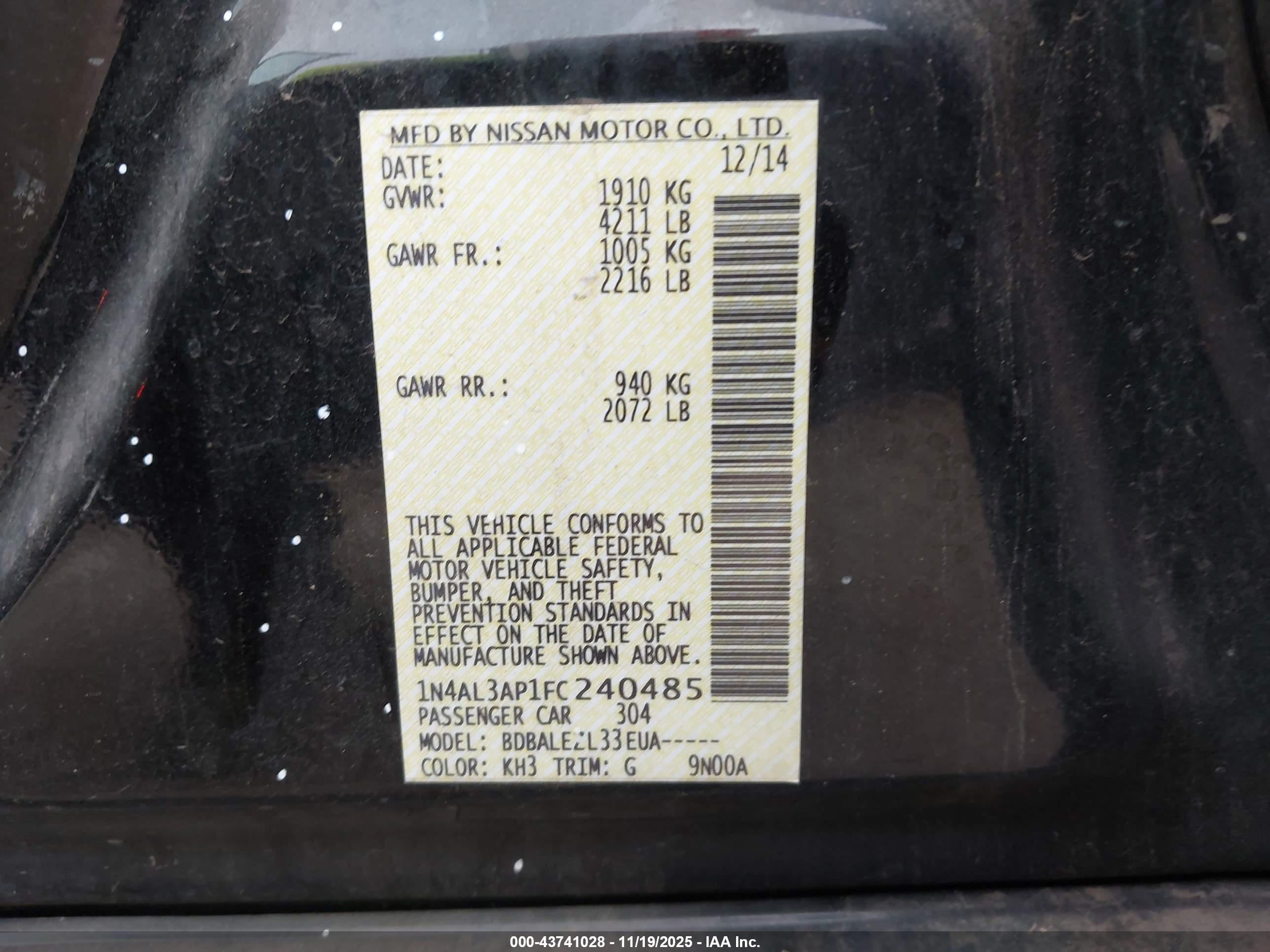 NISSAN ALTIMA image 9