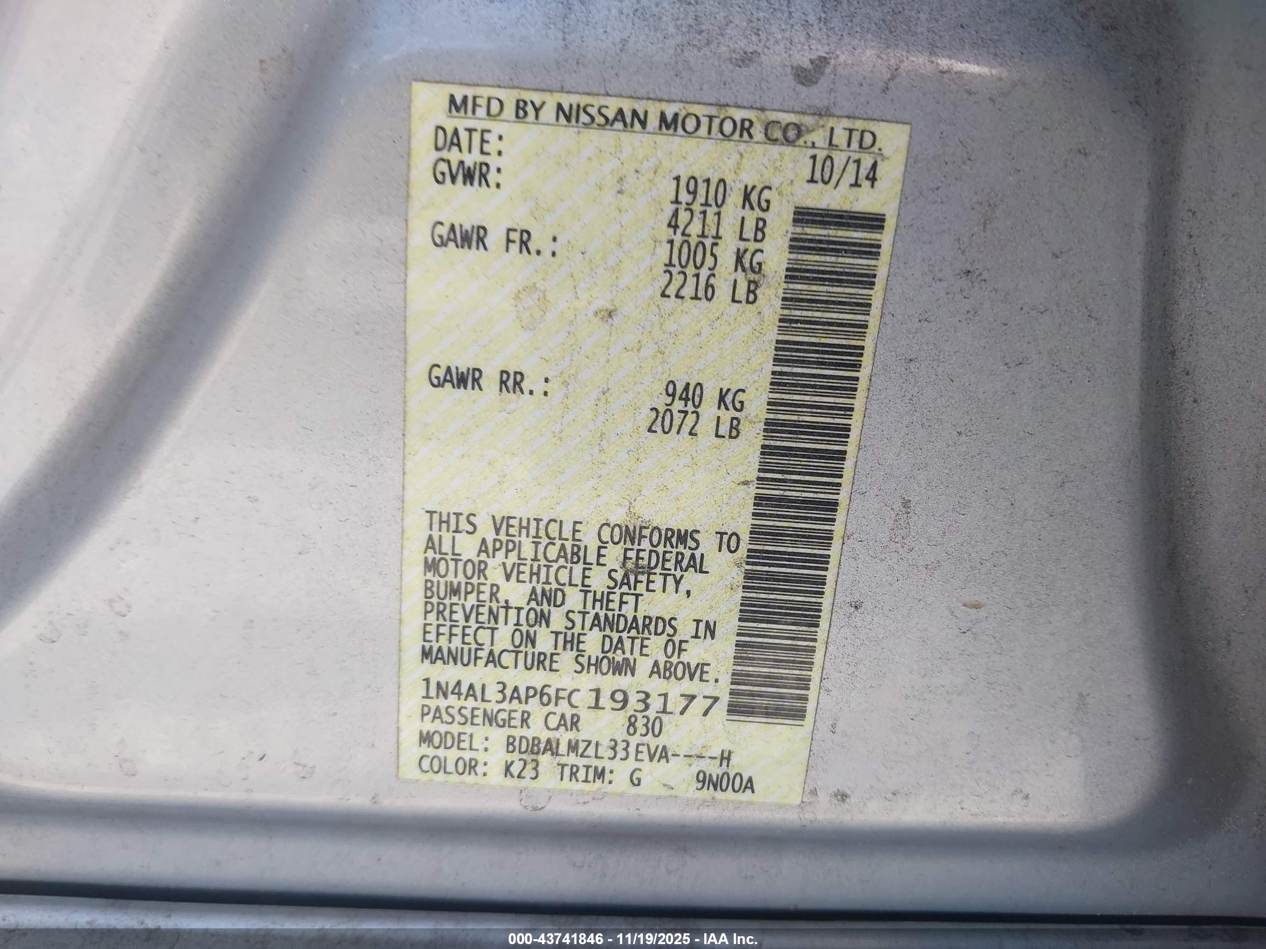 NISSAN ALTIMA image 9