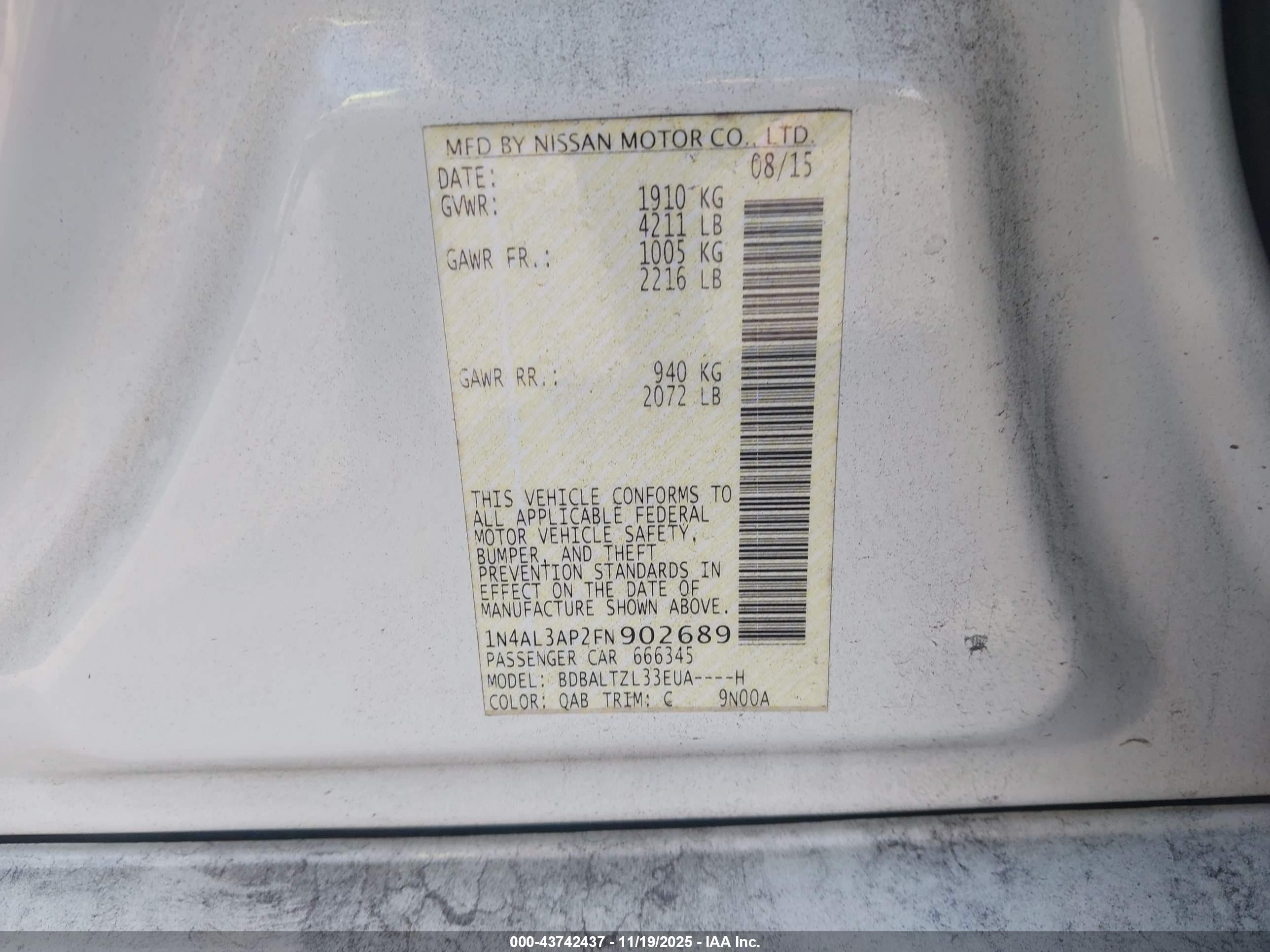 NISSAN ALTIMA image 9
