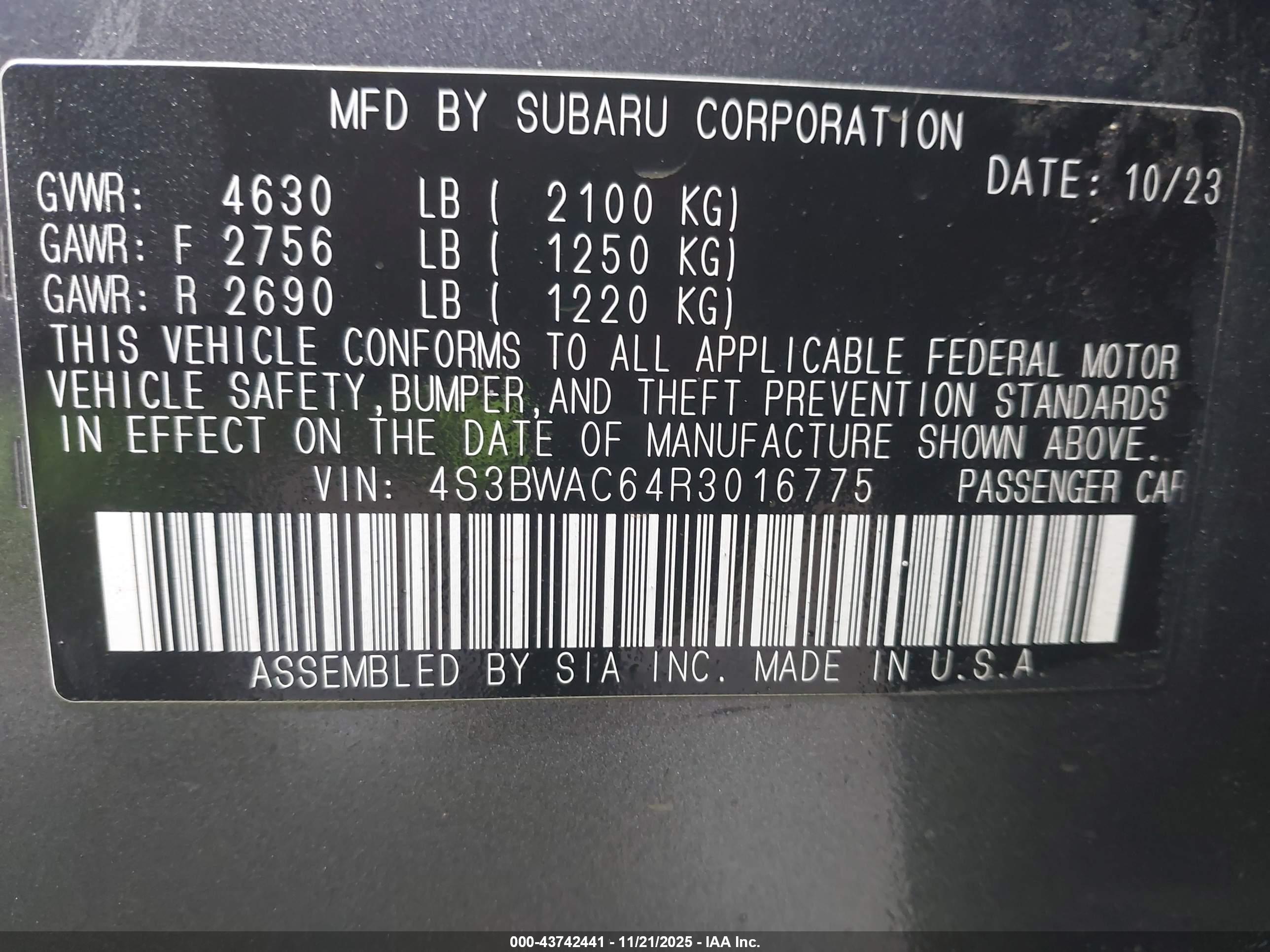 SUBARU LEGACY image 9
