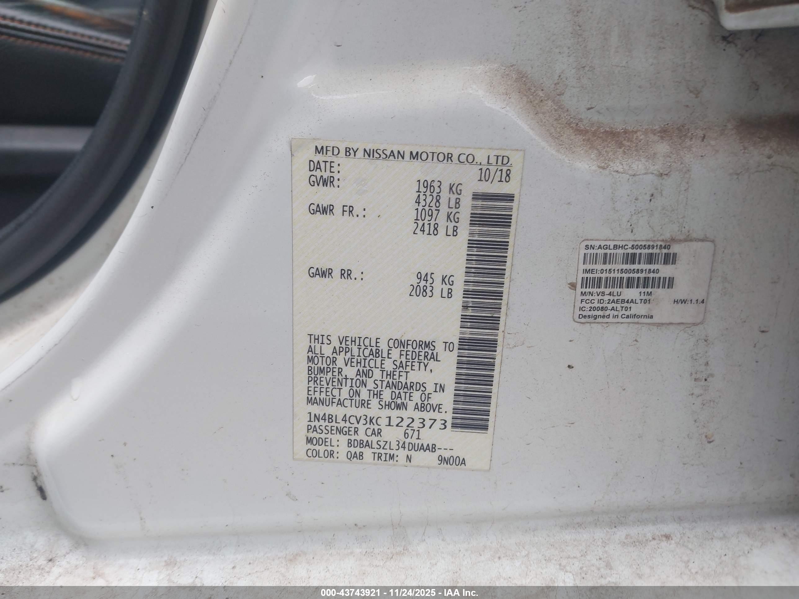 NISSAN ALTIMA image 9