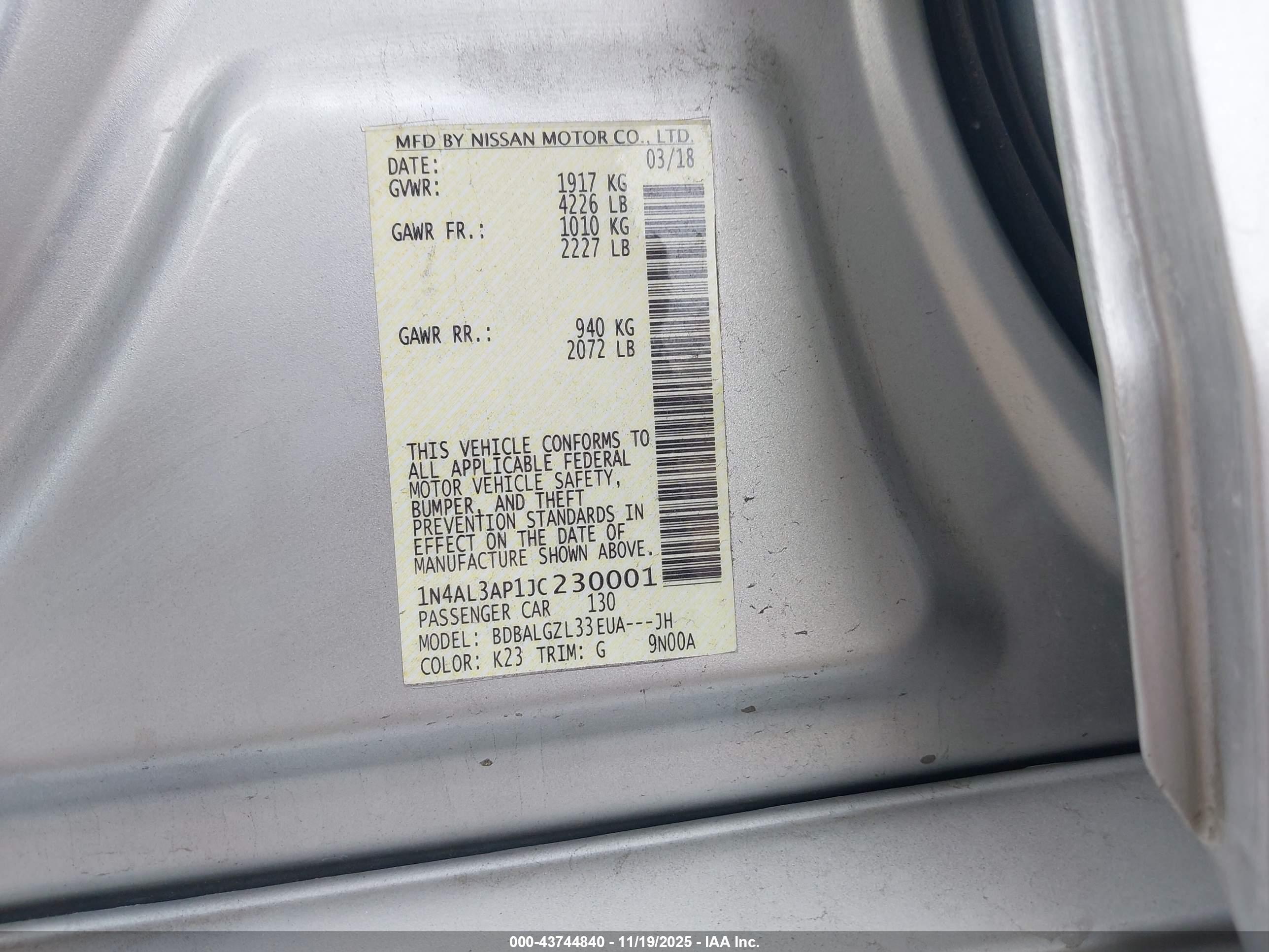 NISSAN ALTIMA image 9