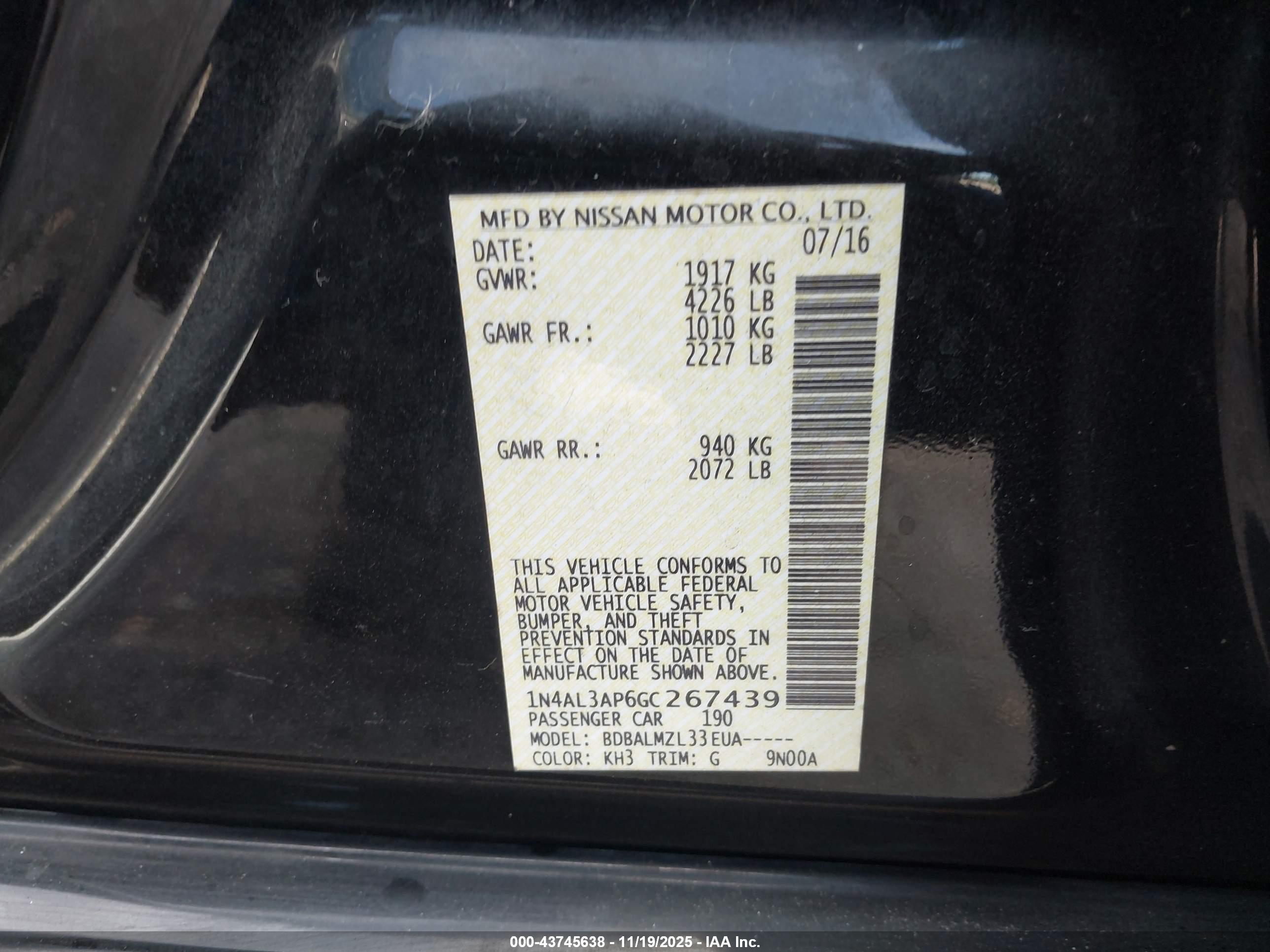 NISSAN ALTIMA image 9