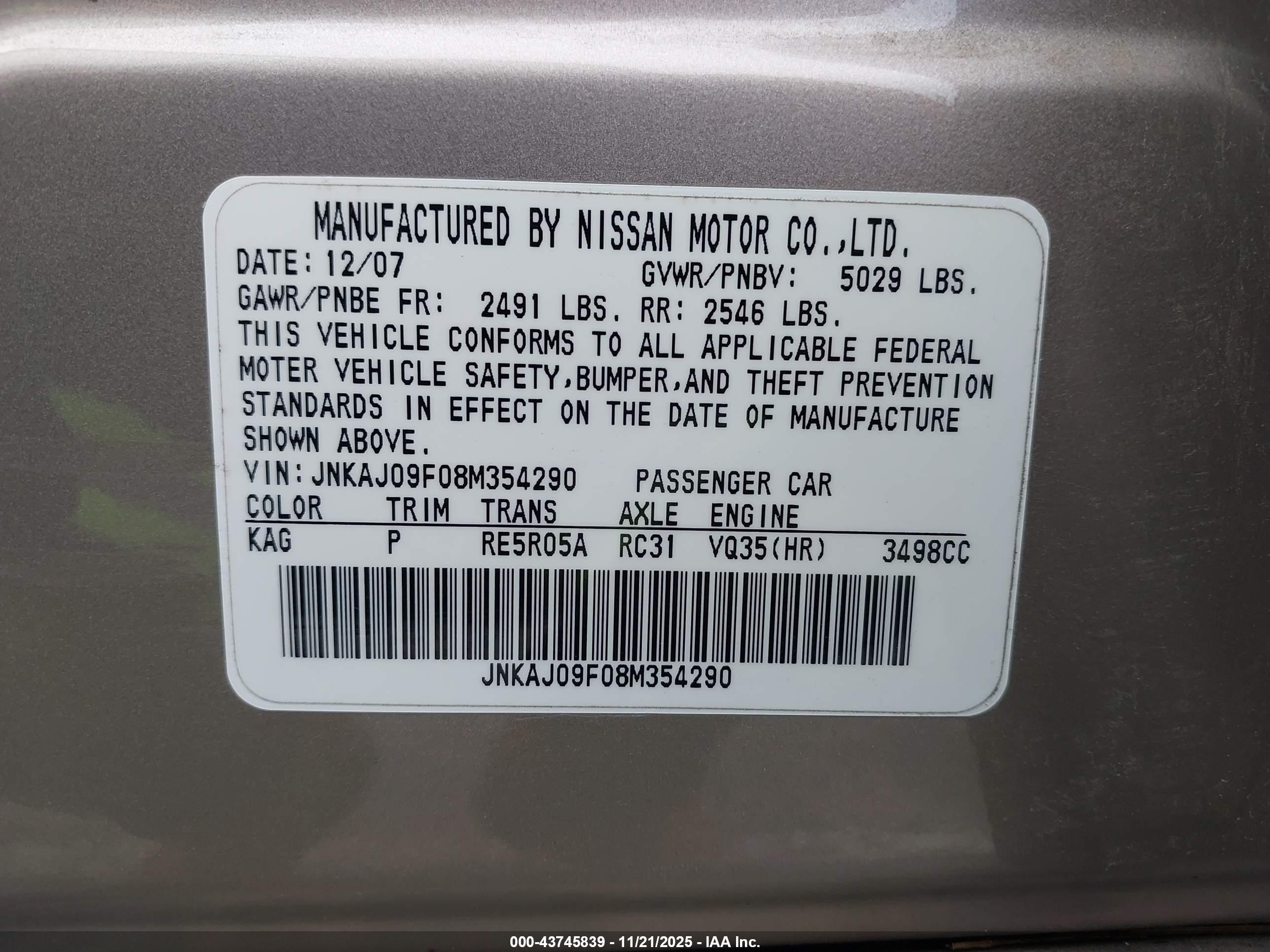 INFINITI EX35 image 9