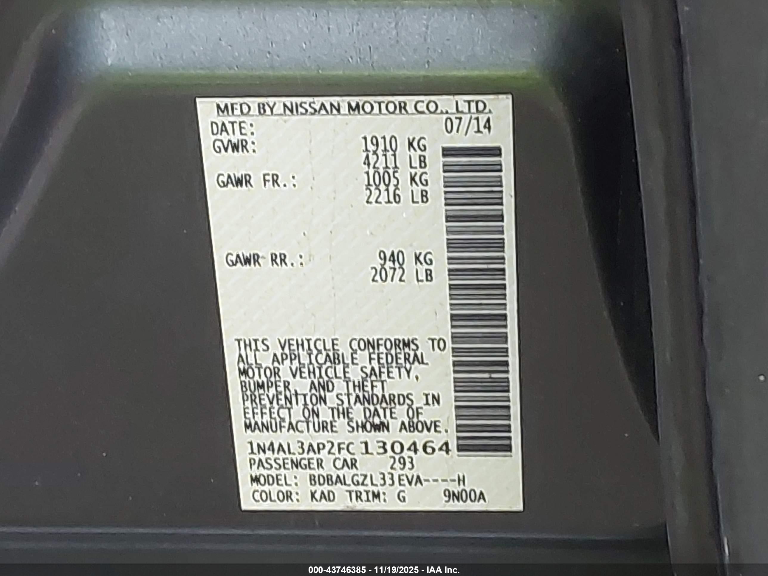 NISSAN ALTIMA image 9