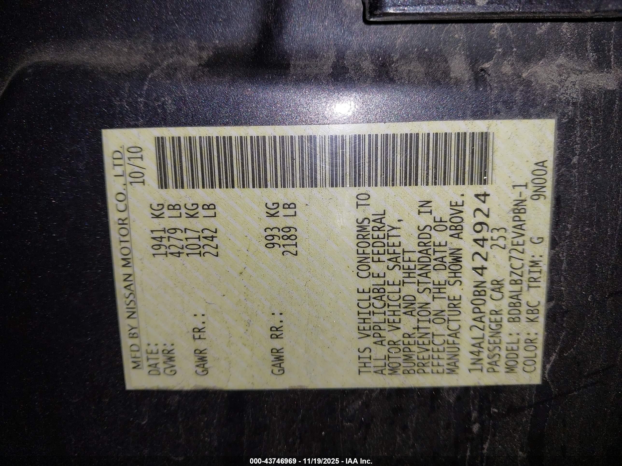 NISSAN ALTIMA image 9