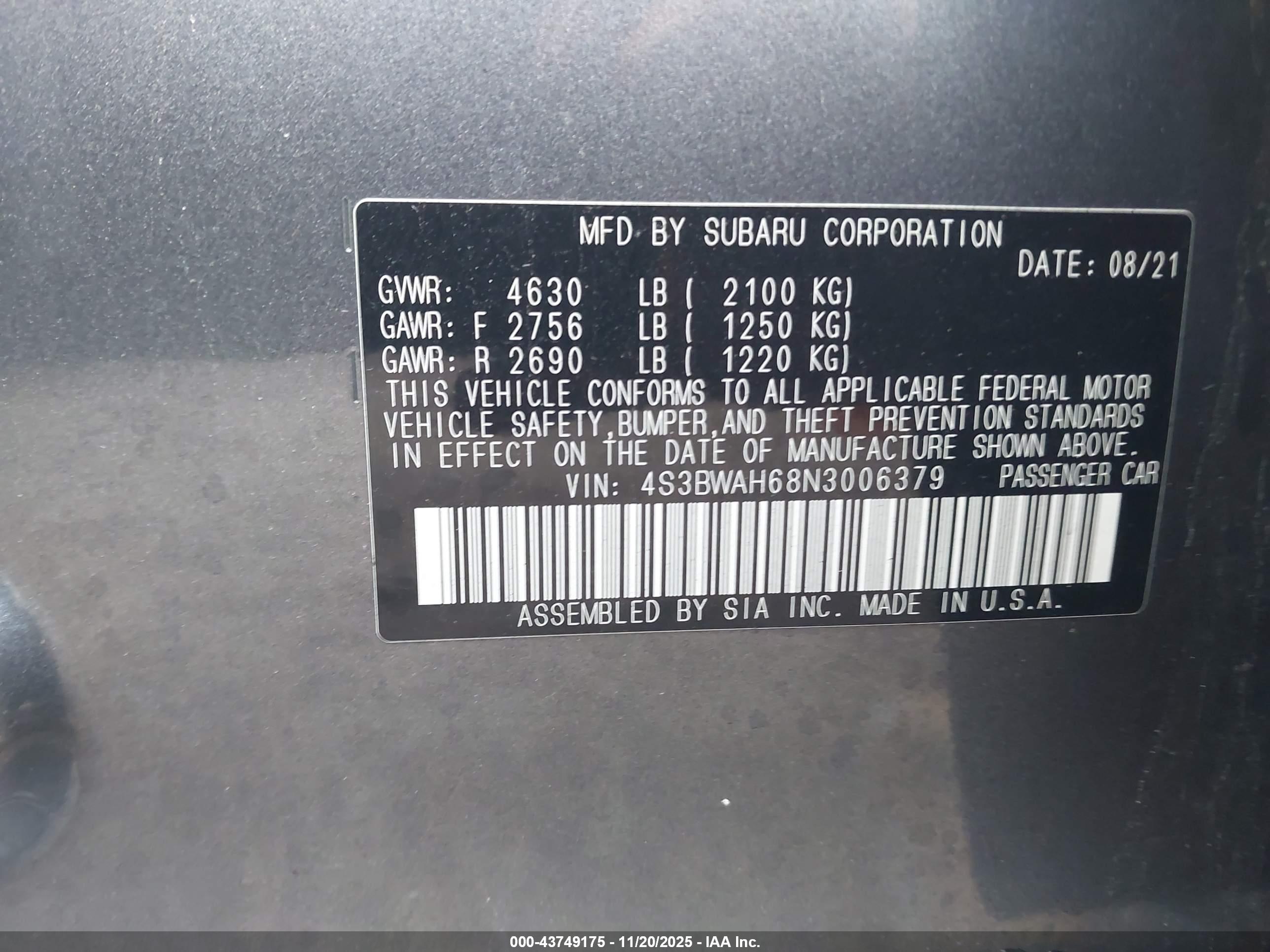 SUBARU LEGACY image 9
