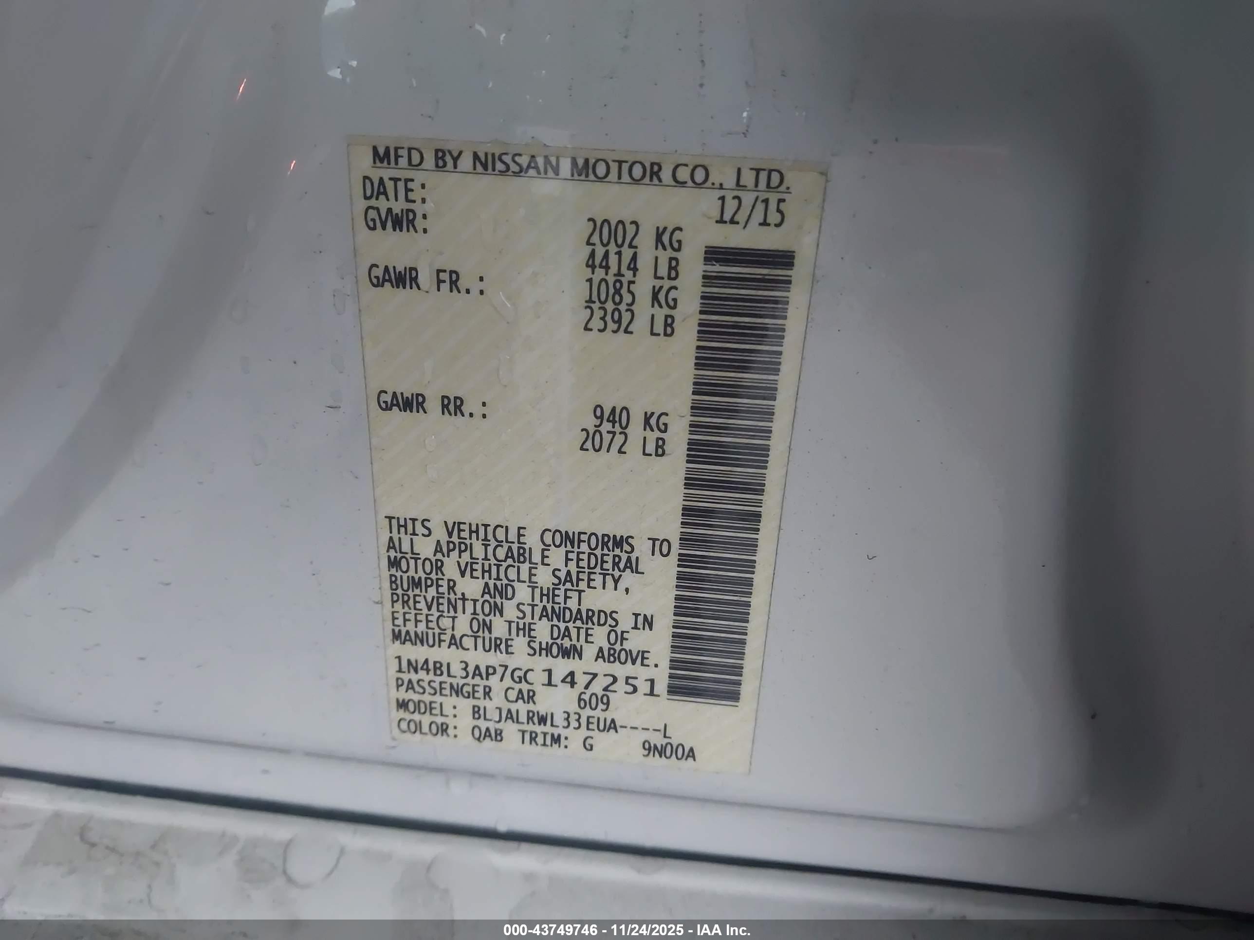 NISSAN ALTIMA image 9