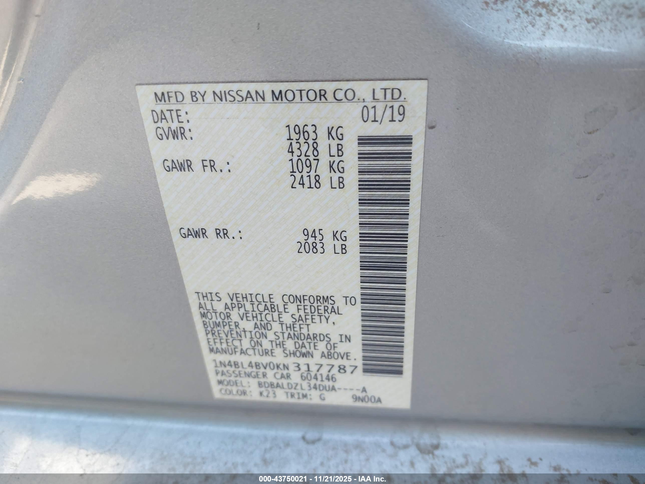 NISSAN ALTIMA image 9
