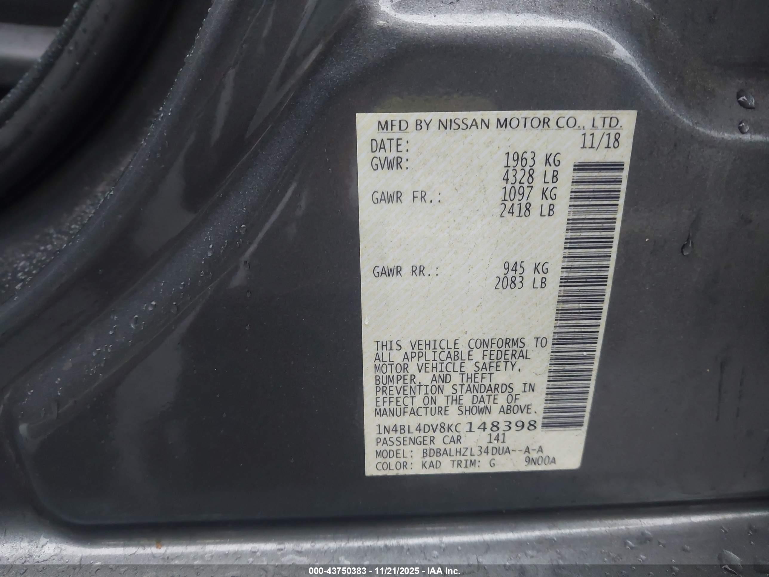 NISSAN ALTIMA image 9