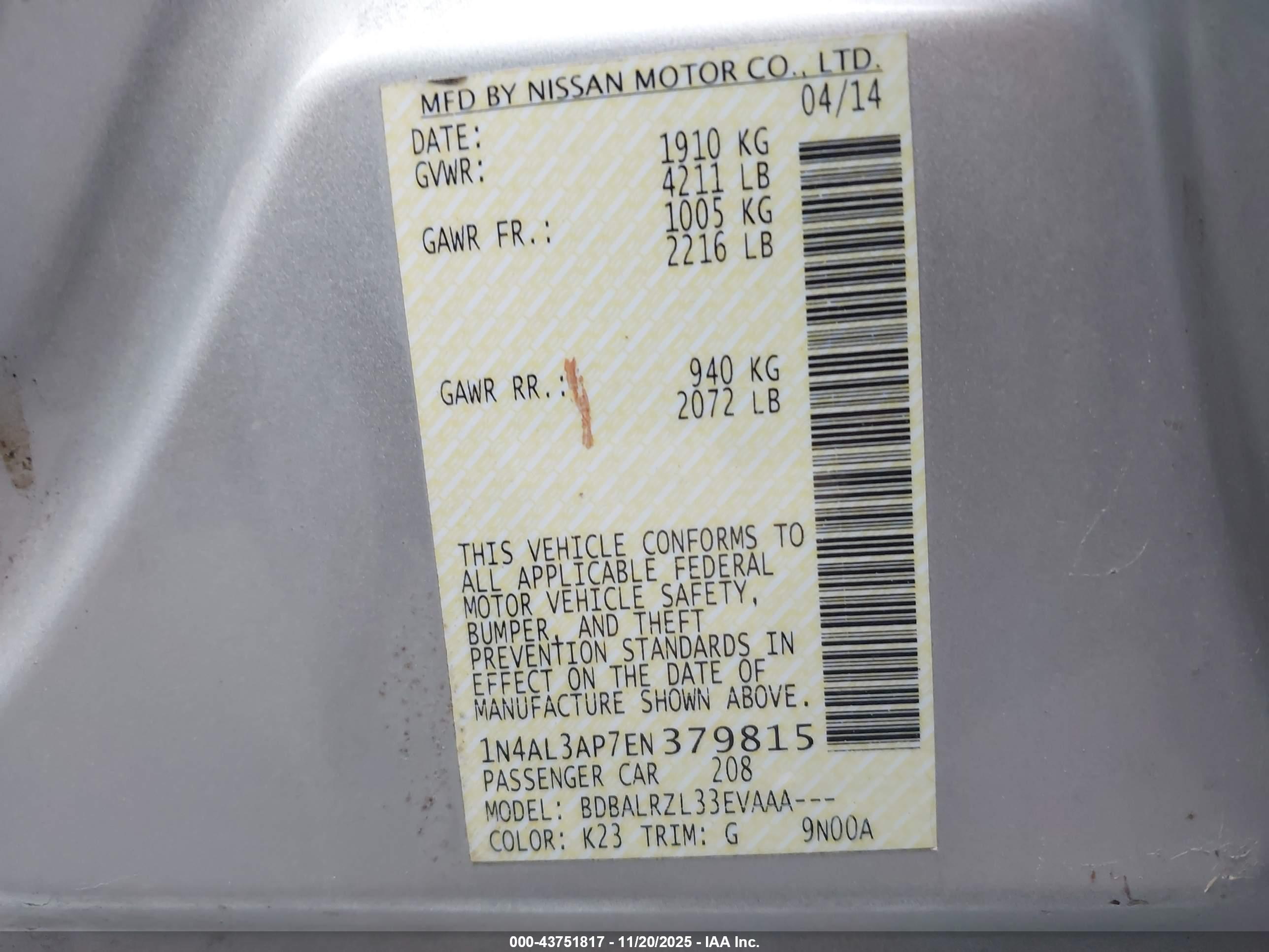 NISSAN ALTIMA image 9