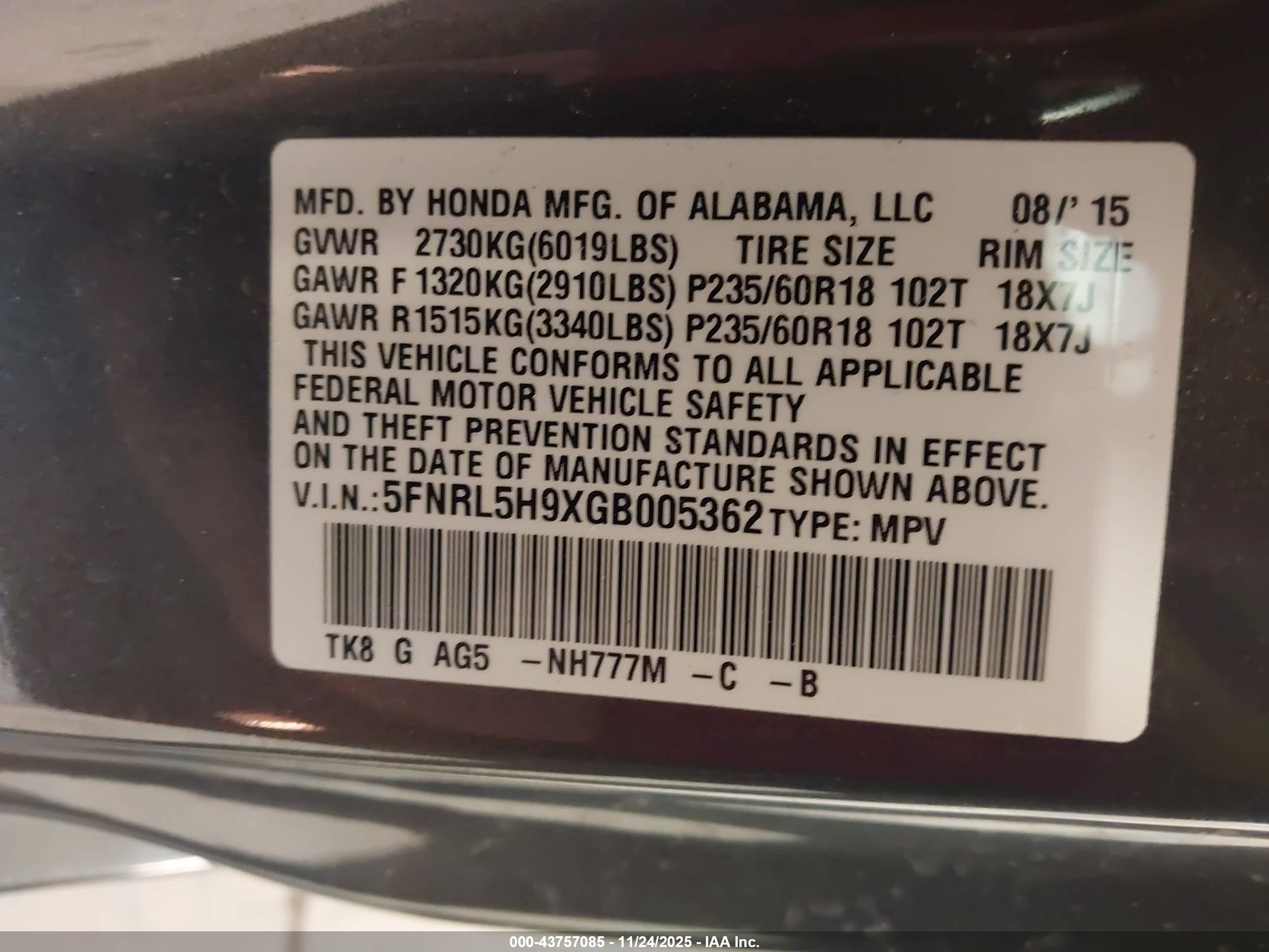 HONDA ODYSSEY image 9