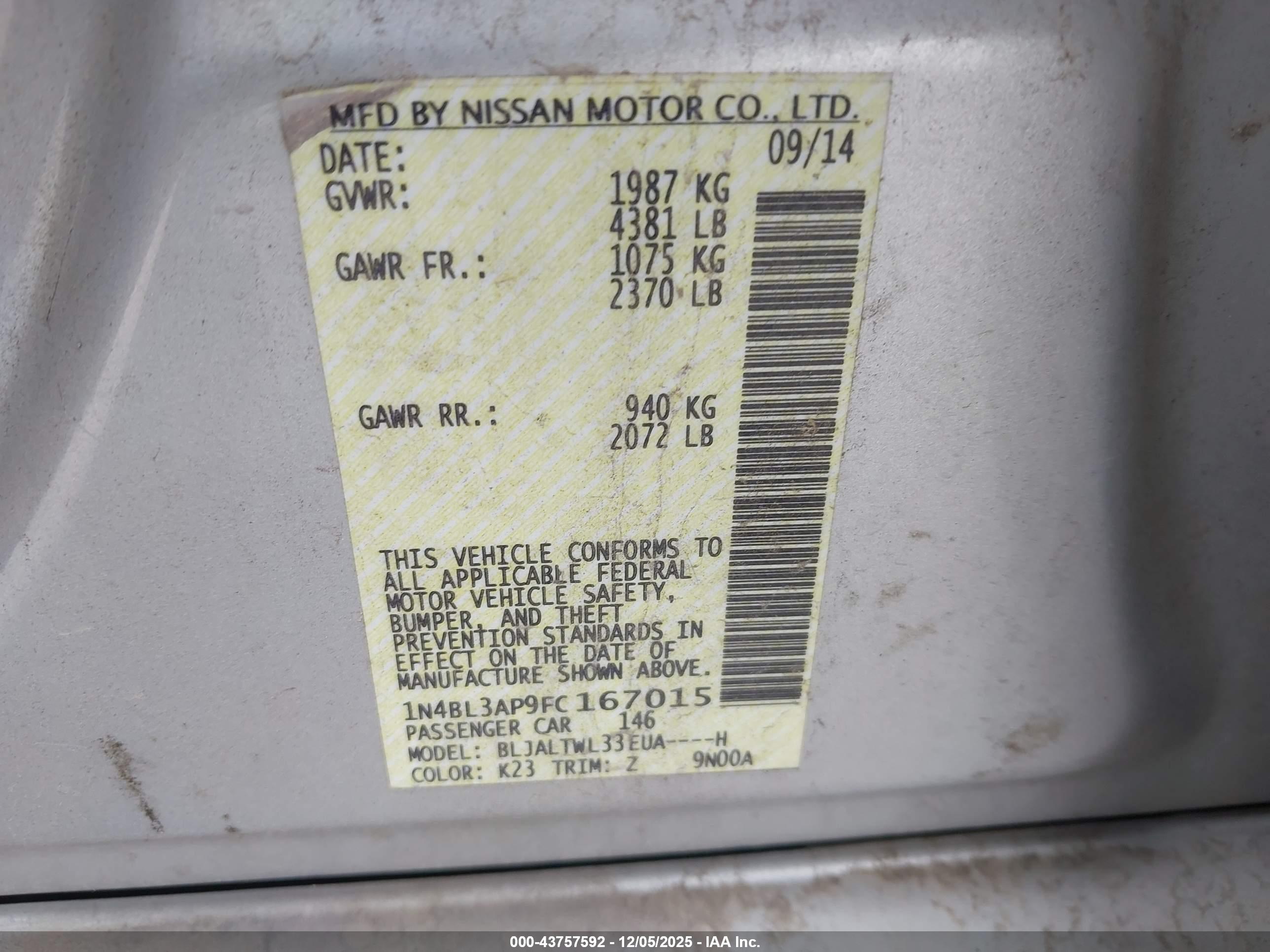 NISSAN ALTIMA image 9