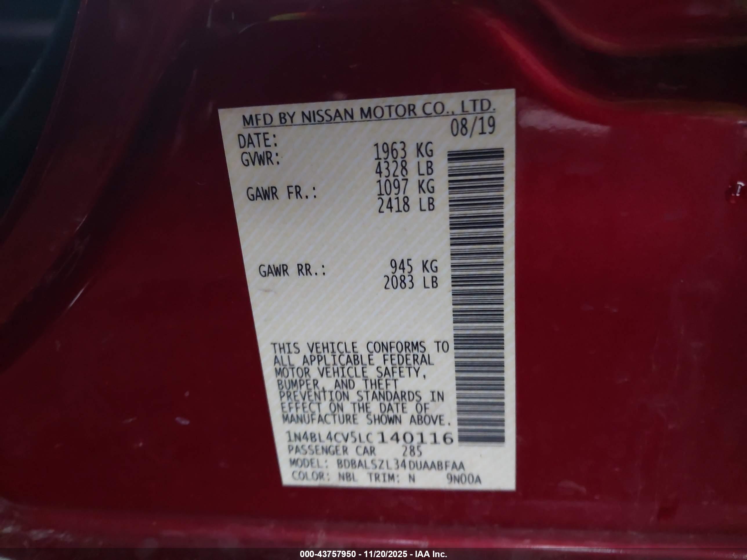 NISSAN ALTIMA image 9