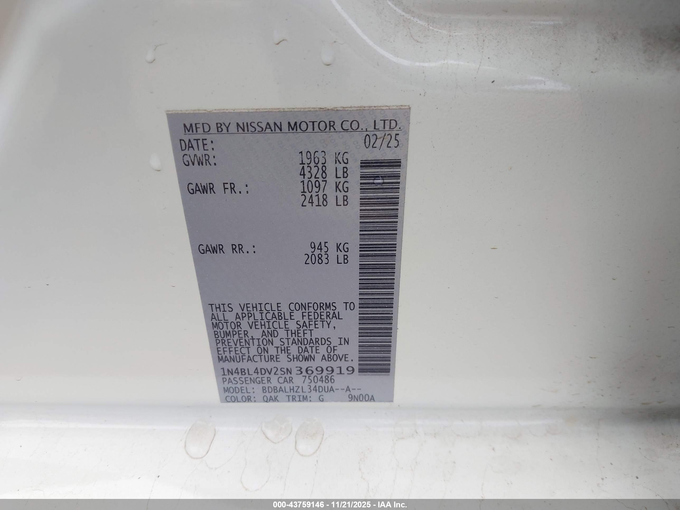 NISSAN ALTIMA image 9