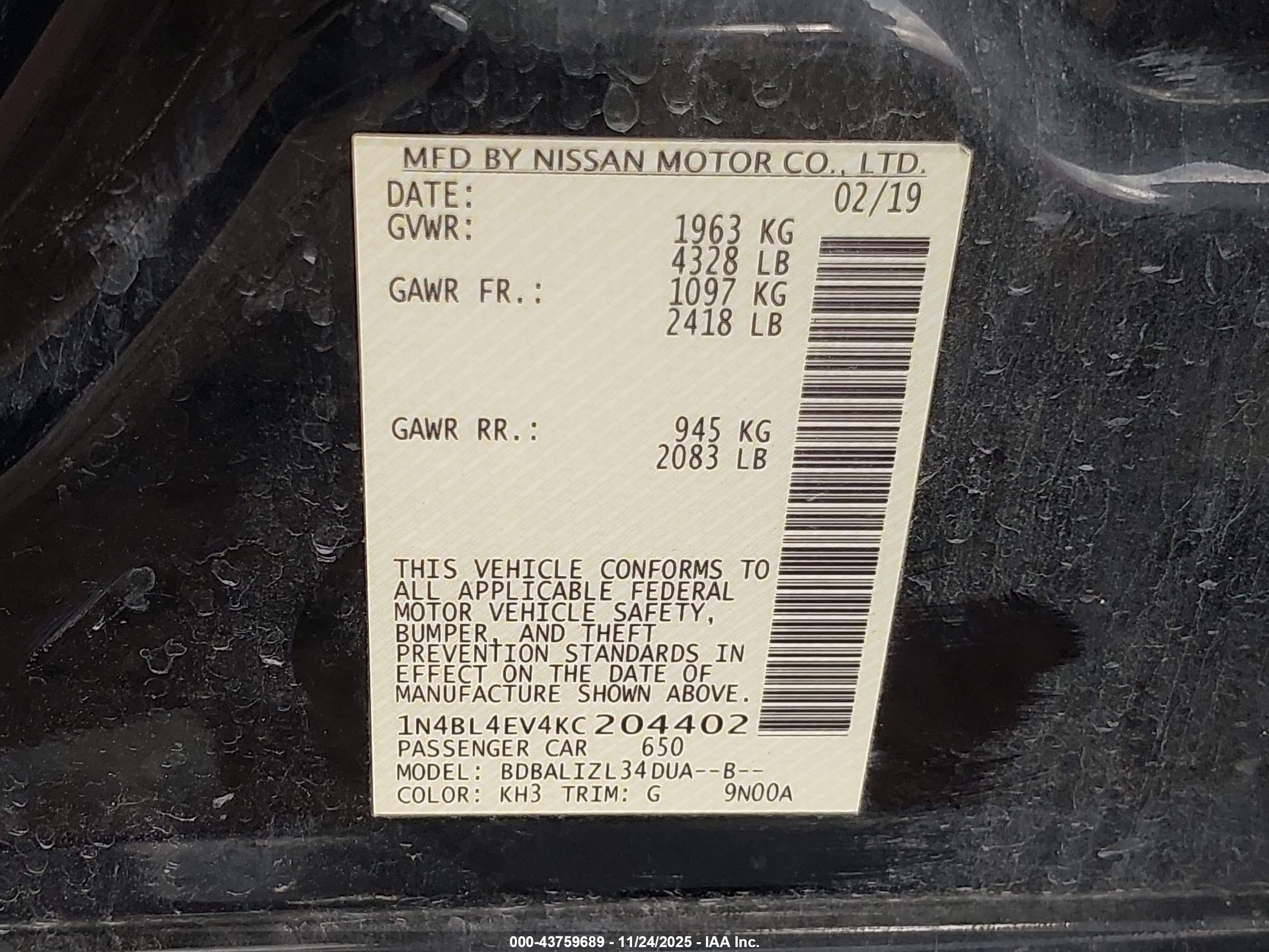 NISSAN ALTIMA image 9