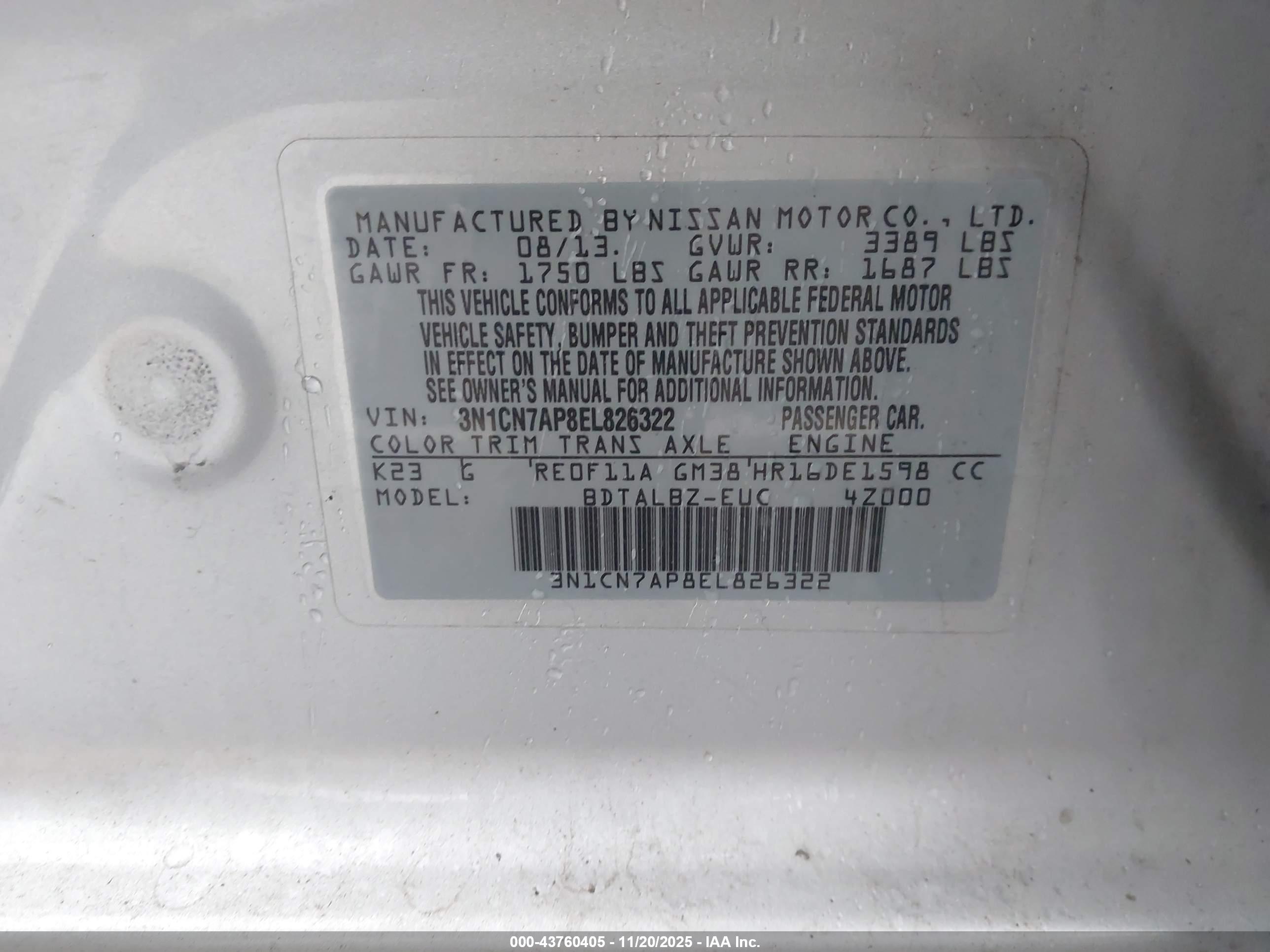 NISSAN VERSA image 9