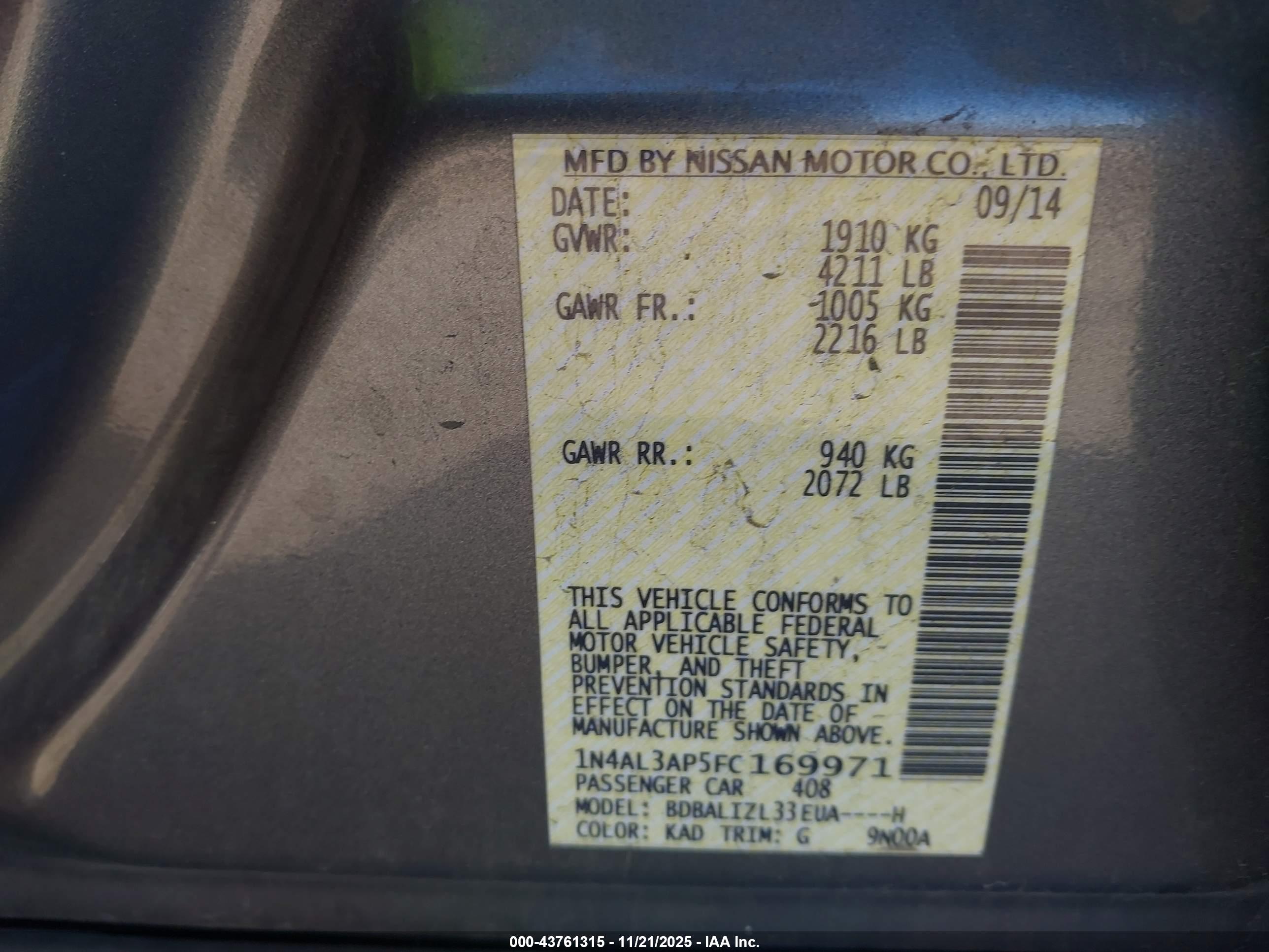 NISSAN ALTIMA image 9