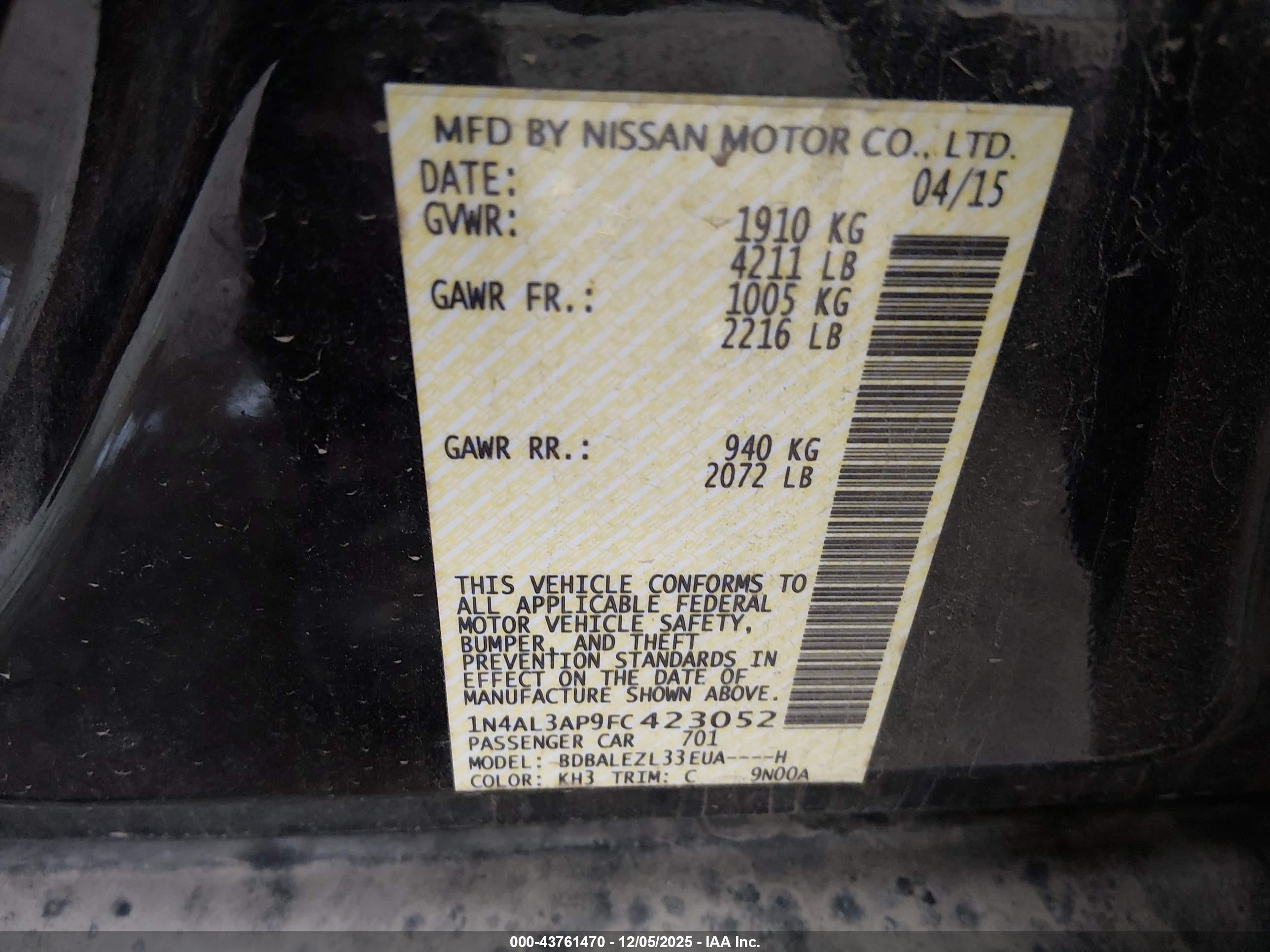 NISSAN ALTIMA image 9
