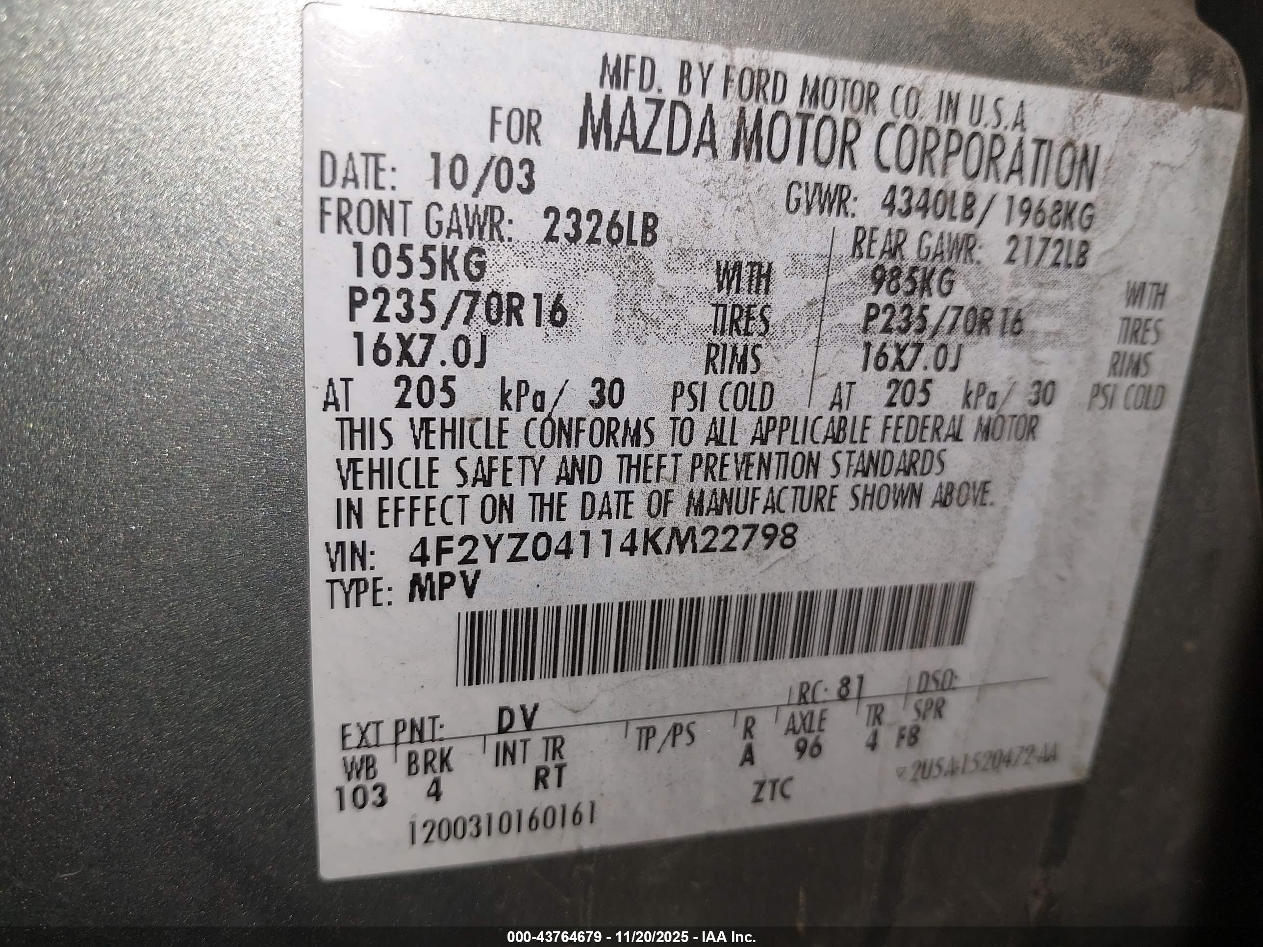 MAZDA TRIBUTE image 9