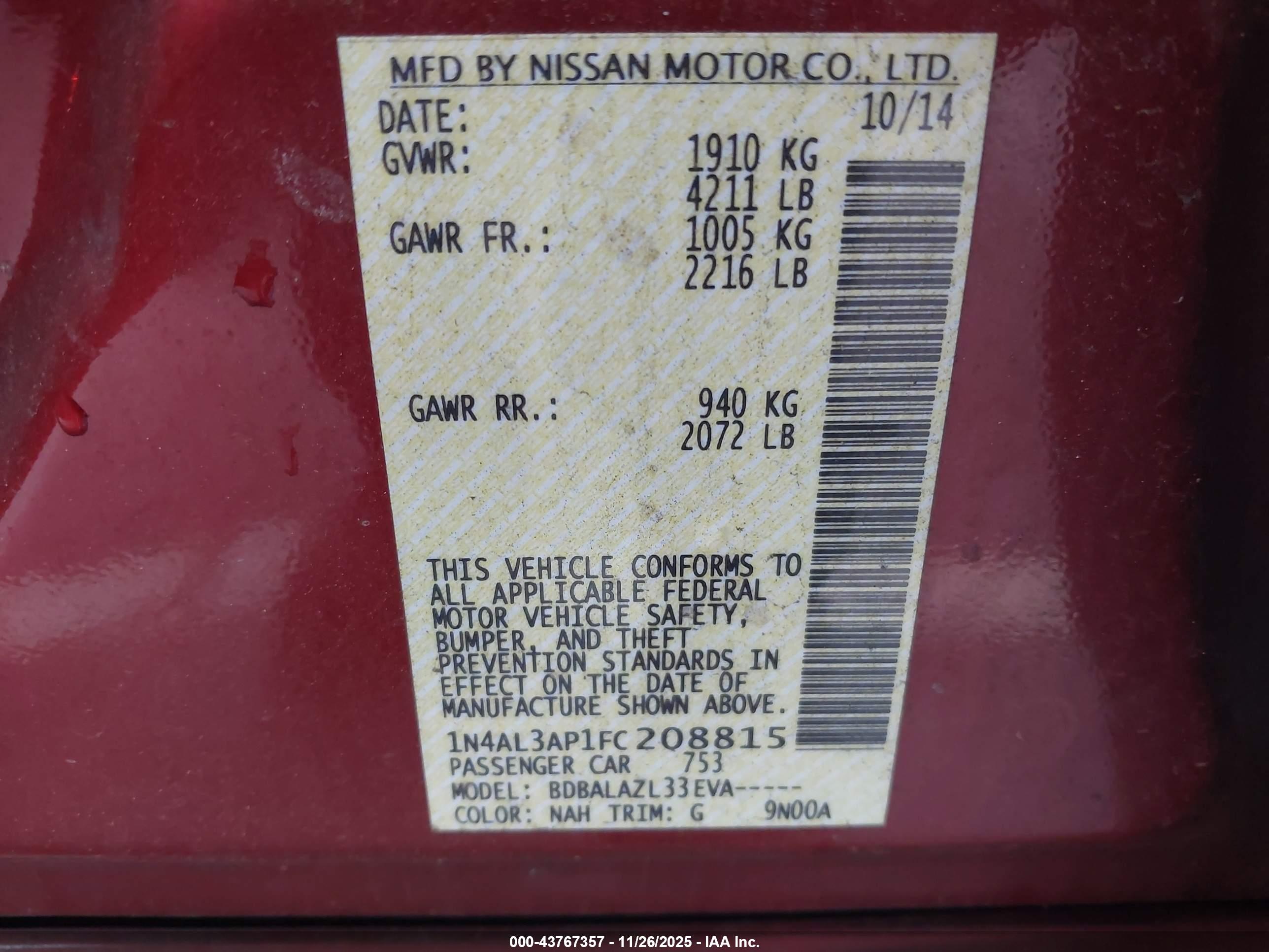 NISSAN ALTIMA image 9