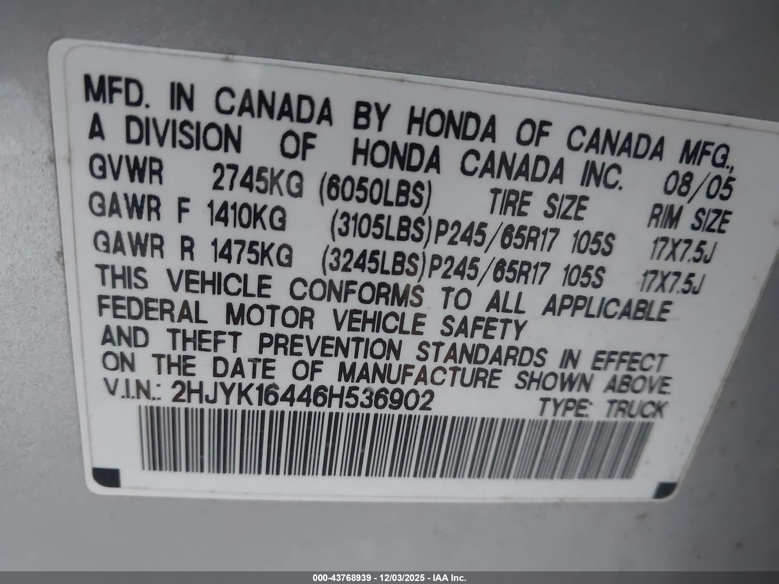 HONDA RIDGELINE image 9