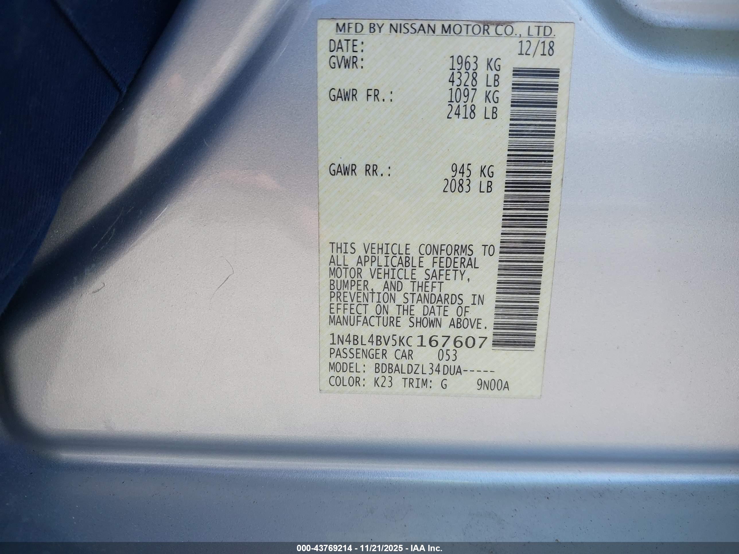 NISSAN ALTIMA image 9