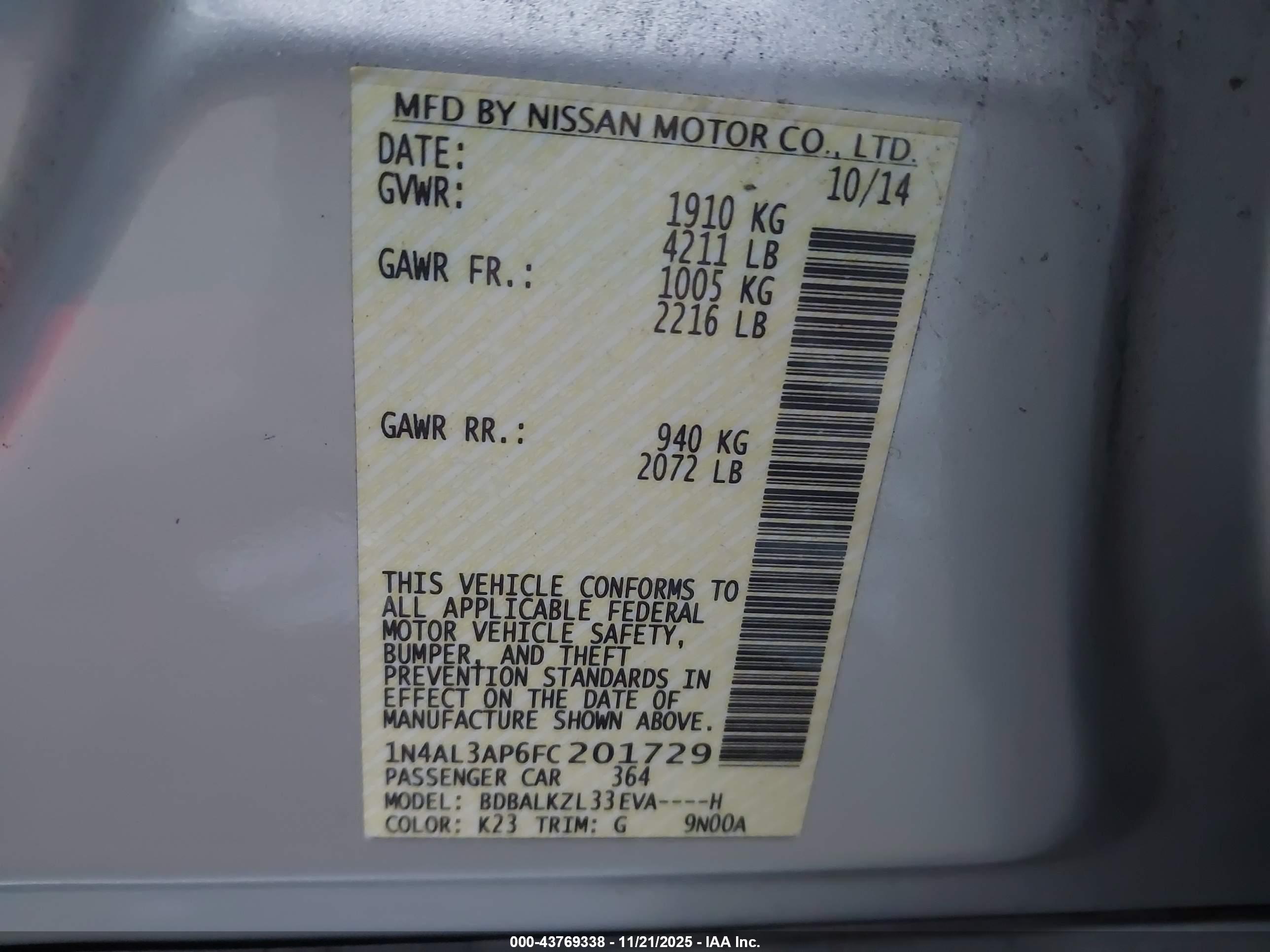 NISSAN ALTIMA image 9