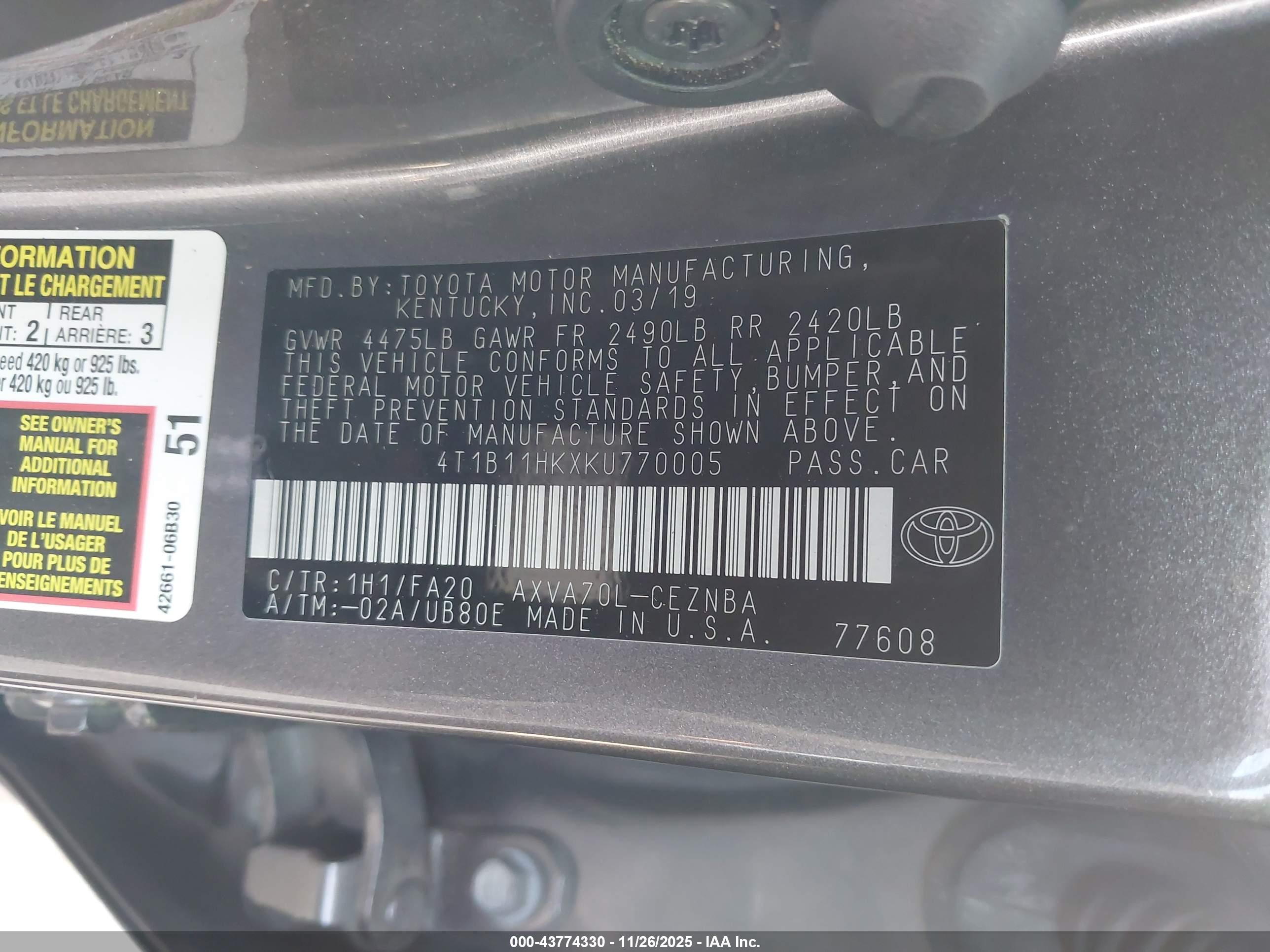 TOYOTA CAMRY image 9
