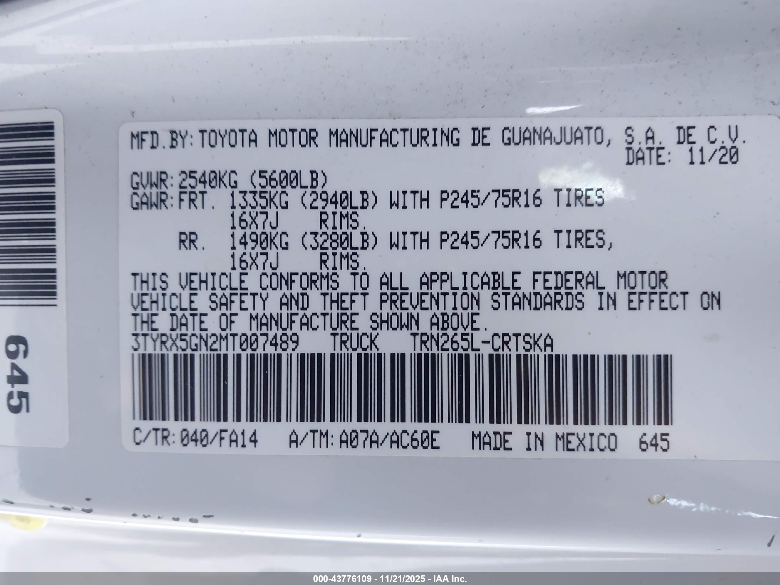 TOYOTA TACOMA image 9