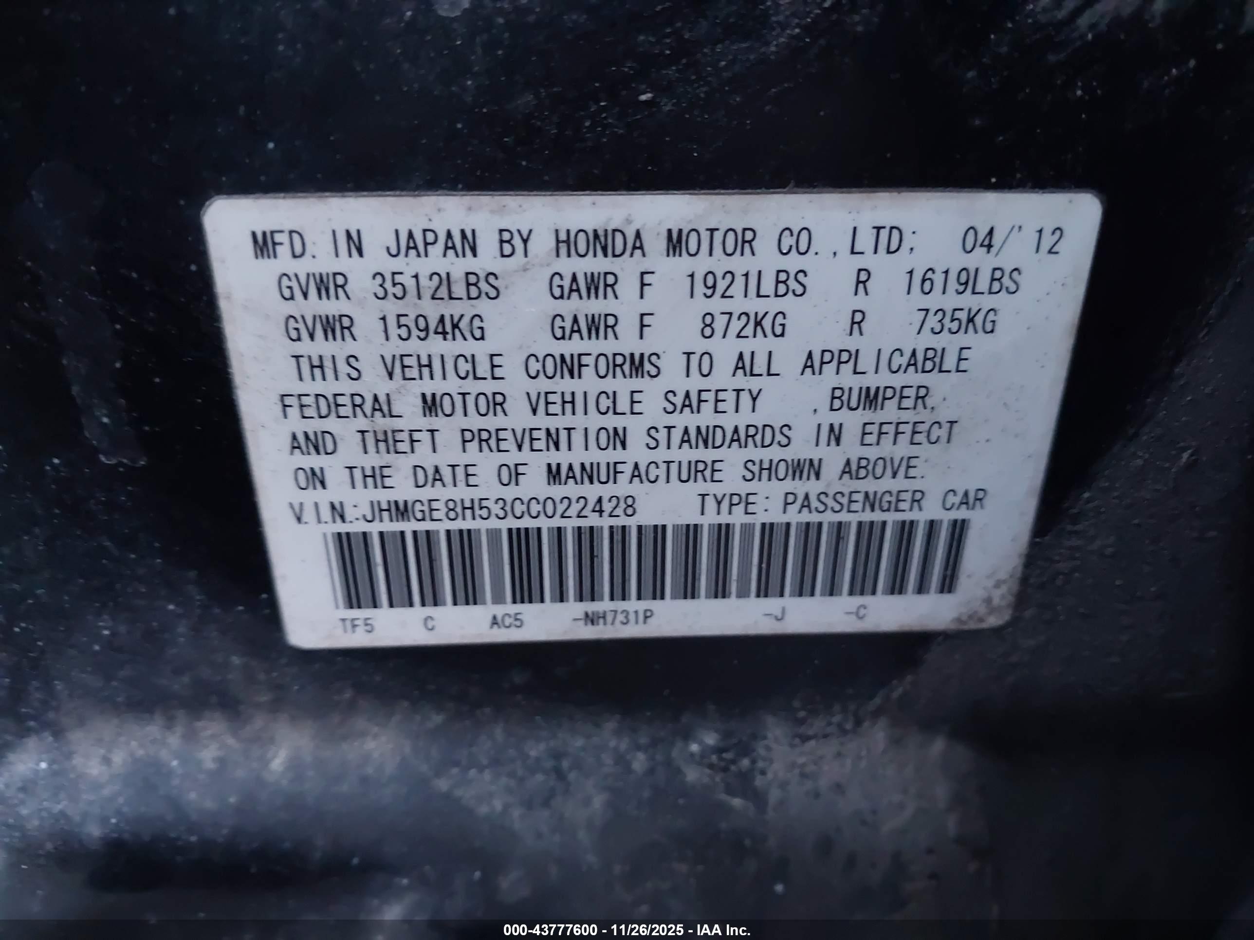 HONDA FIT image 9