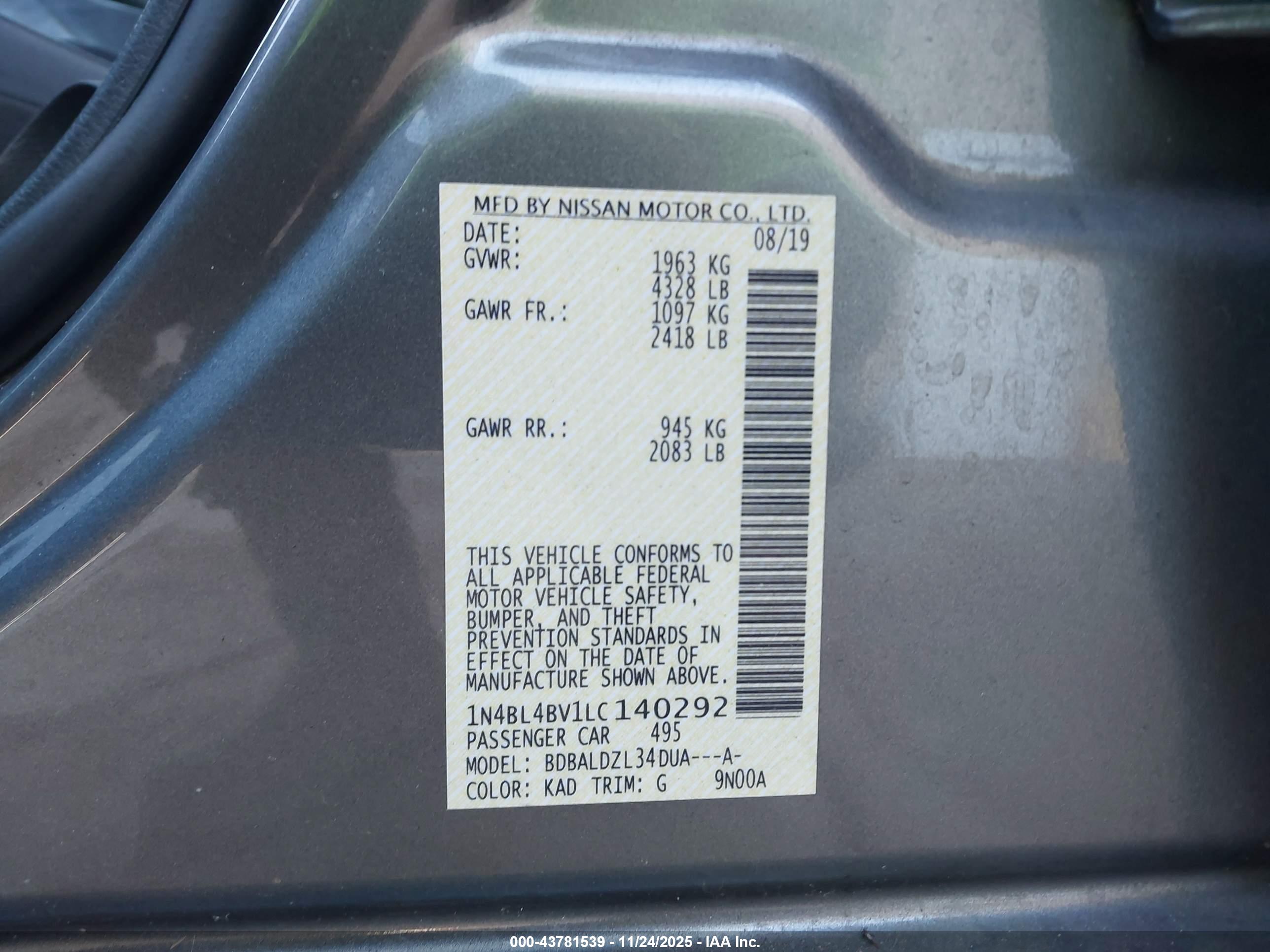 NISSAN ALTIMA image 9