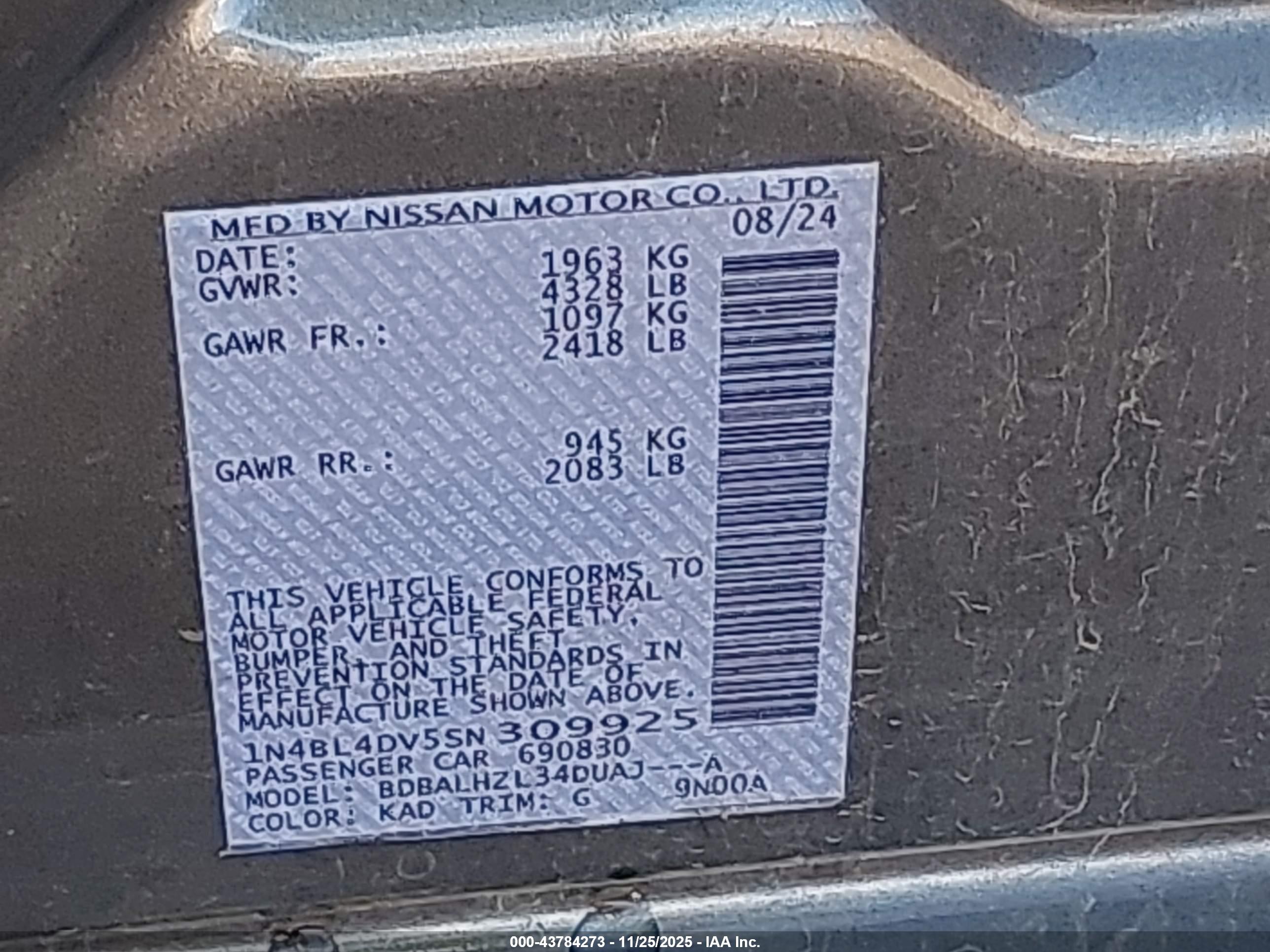 NISSAN ALTIMA image 9