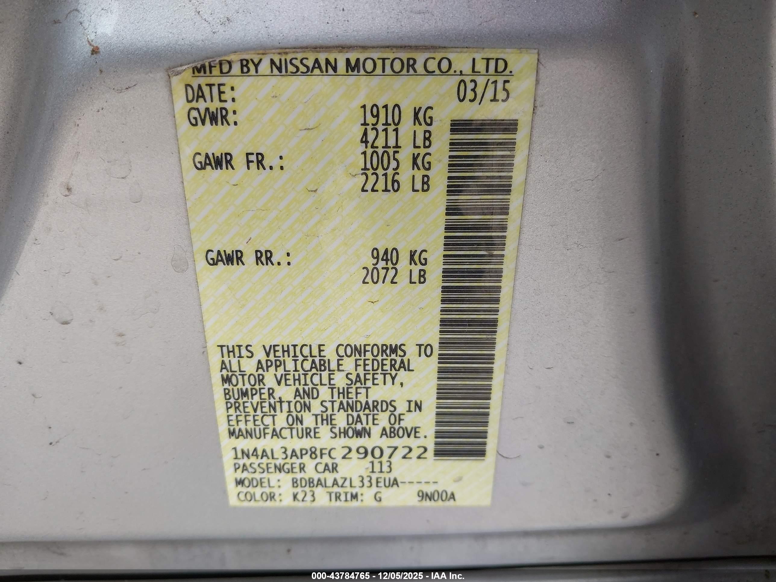 NISSAN ALTIMA image 9