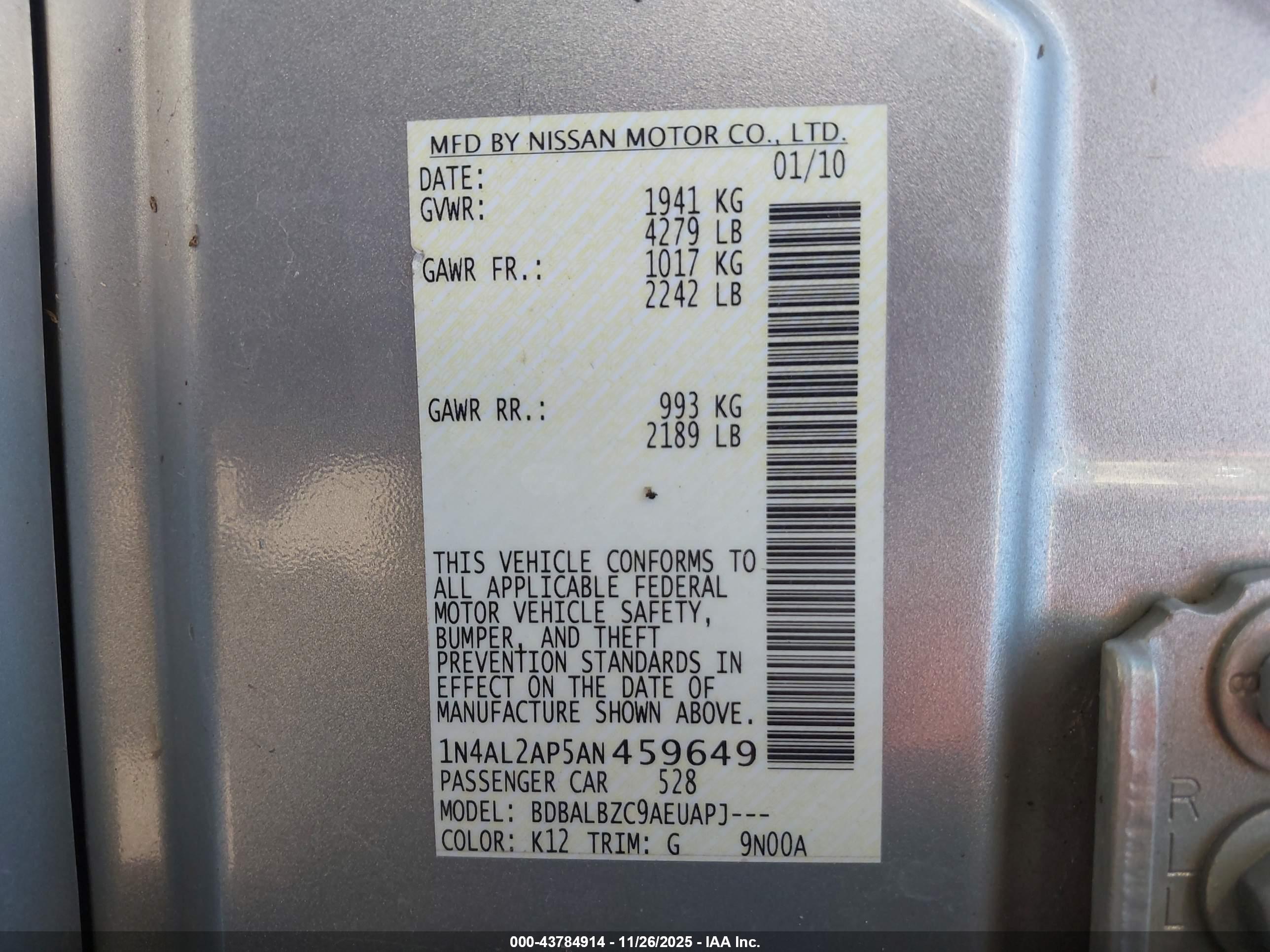 NISSAN ALTIMA image 9