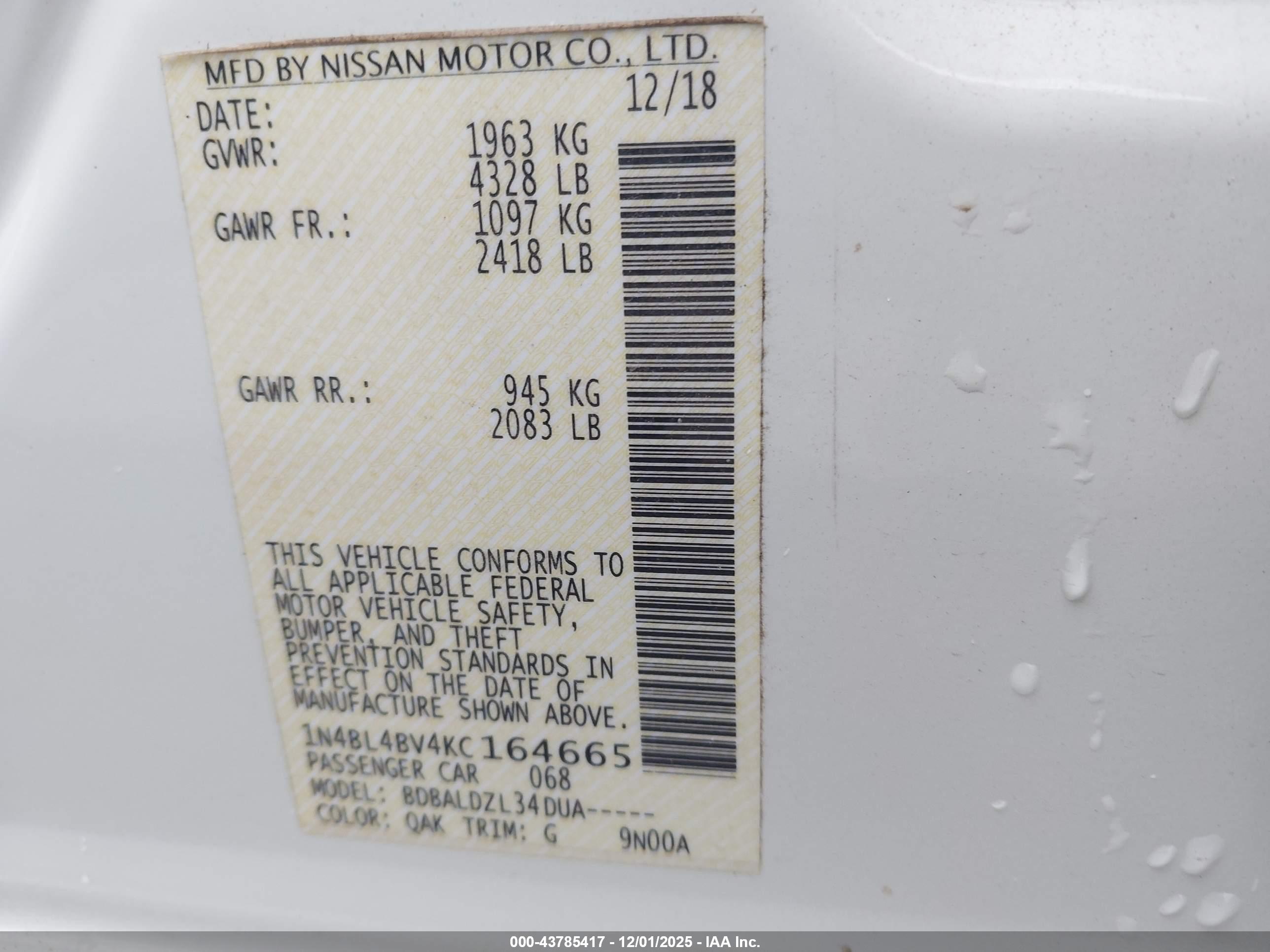 NISSAN ALTIMA image 9