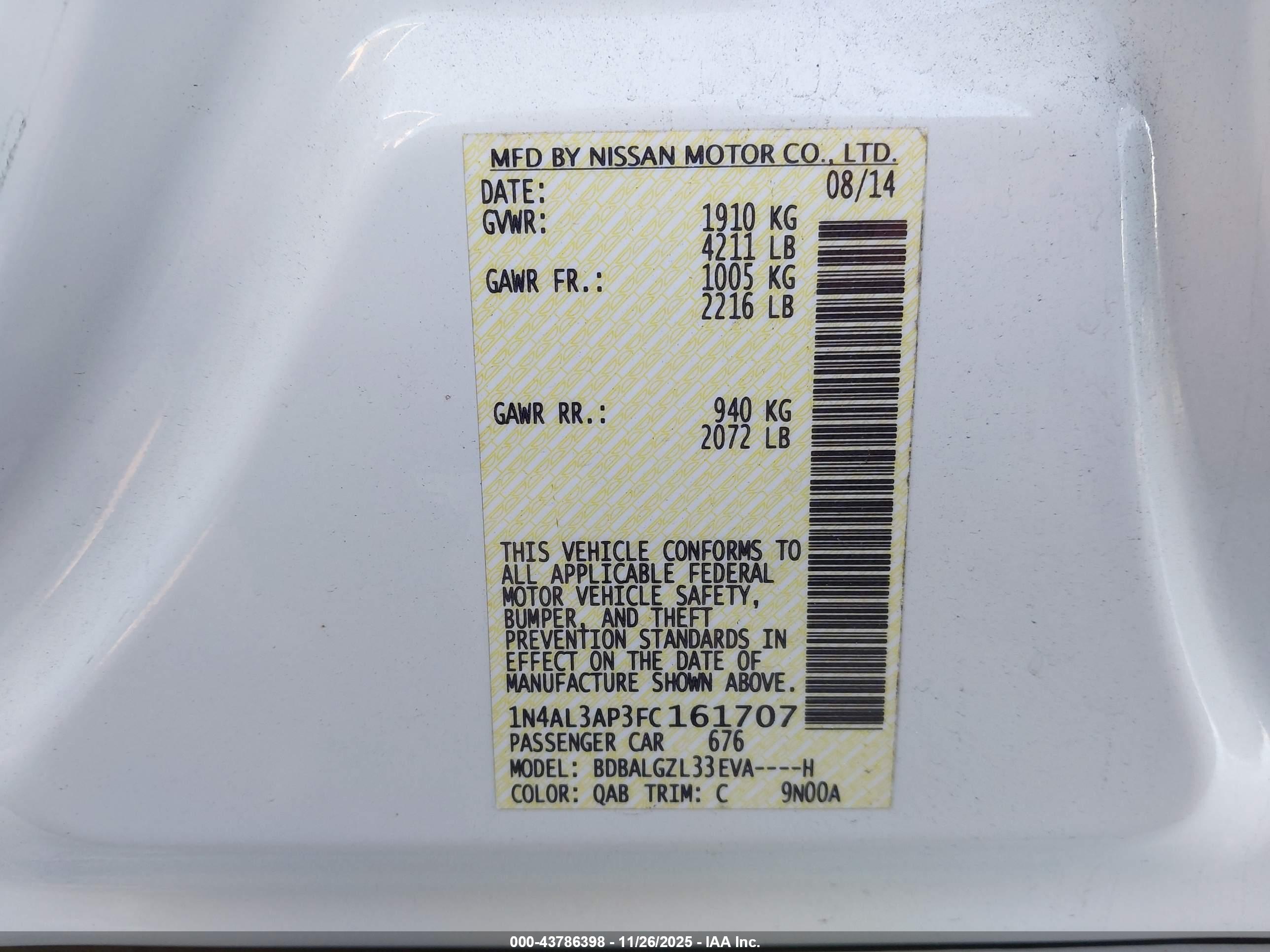 NISSAN ALTIMA image 9