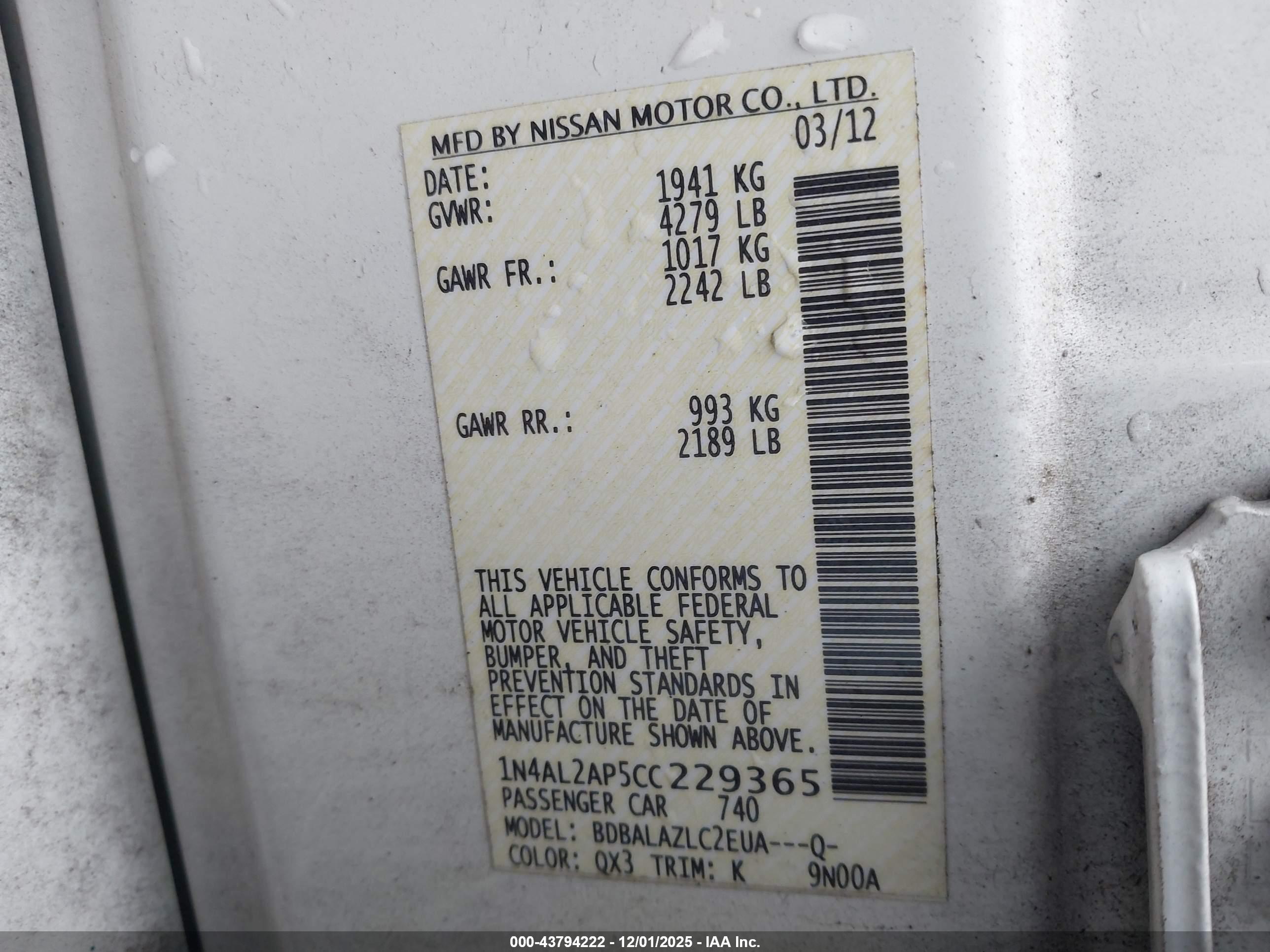 NISSAN ALTIMA image 9