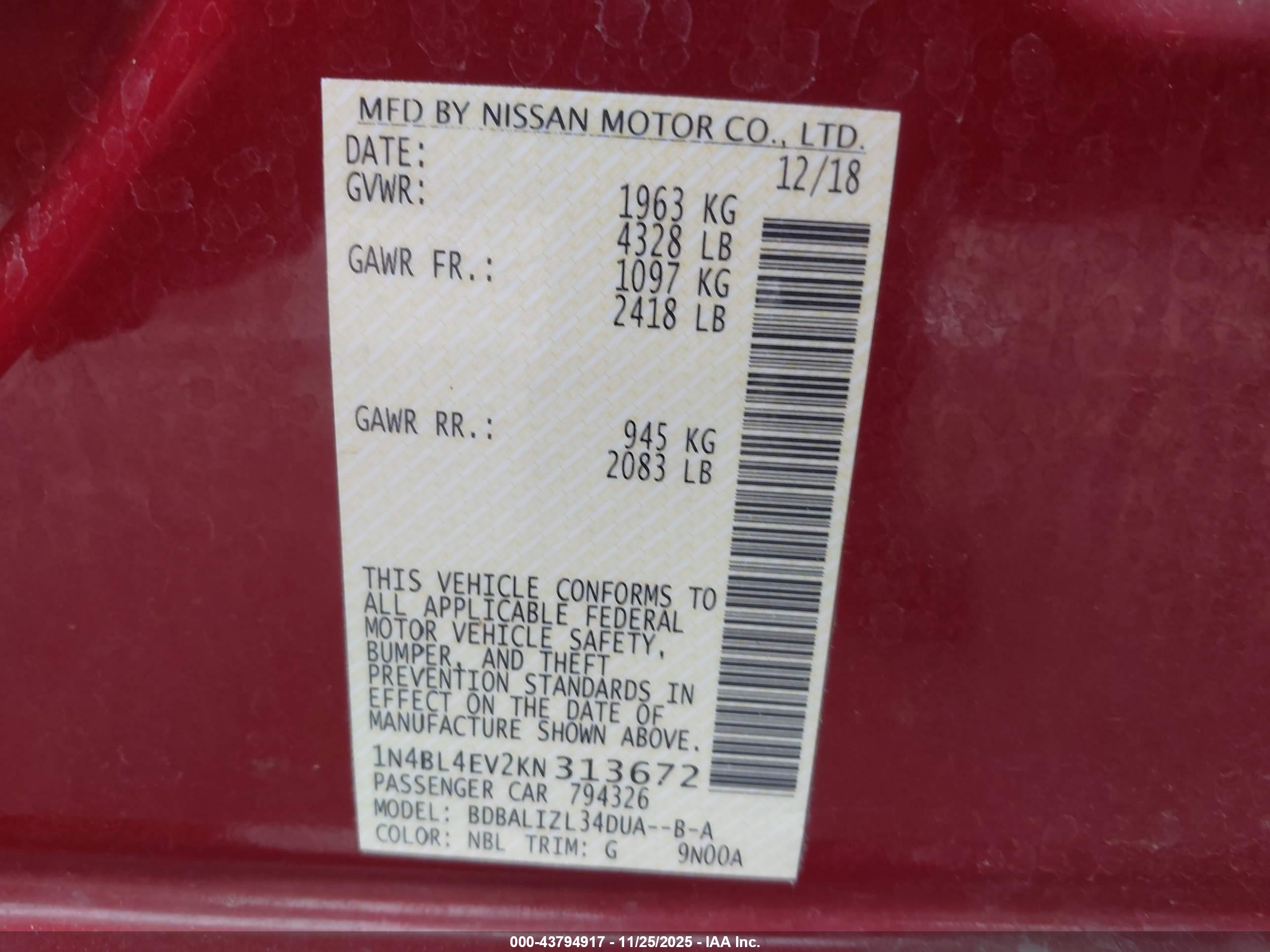 NISSAN ALTIMA image 9