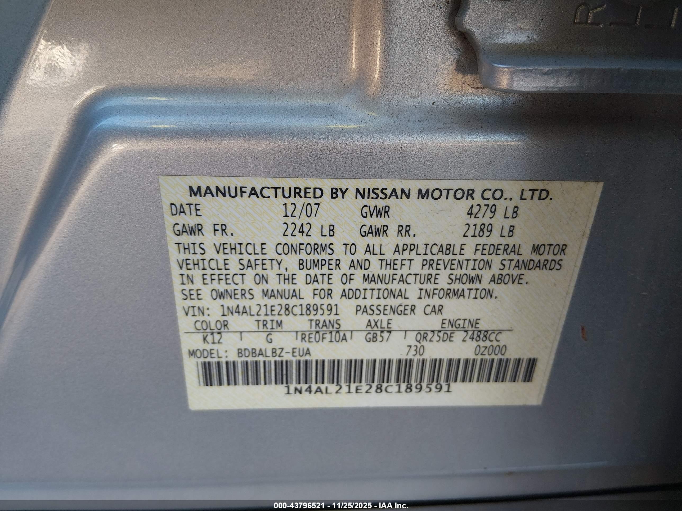 NISSAN ALTIMA image 9