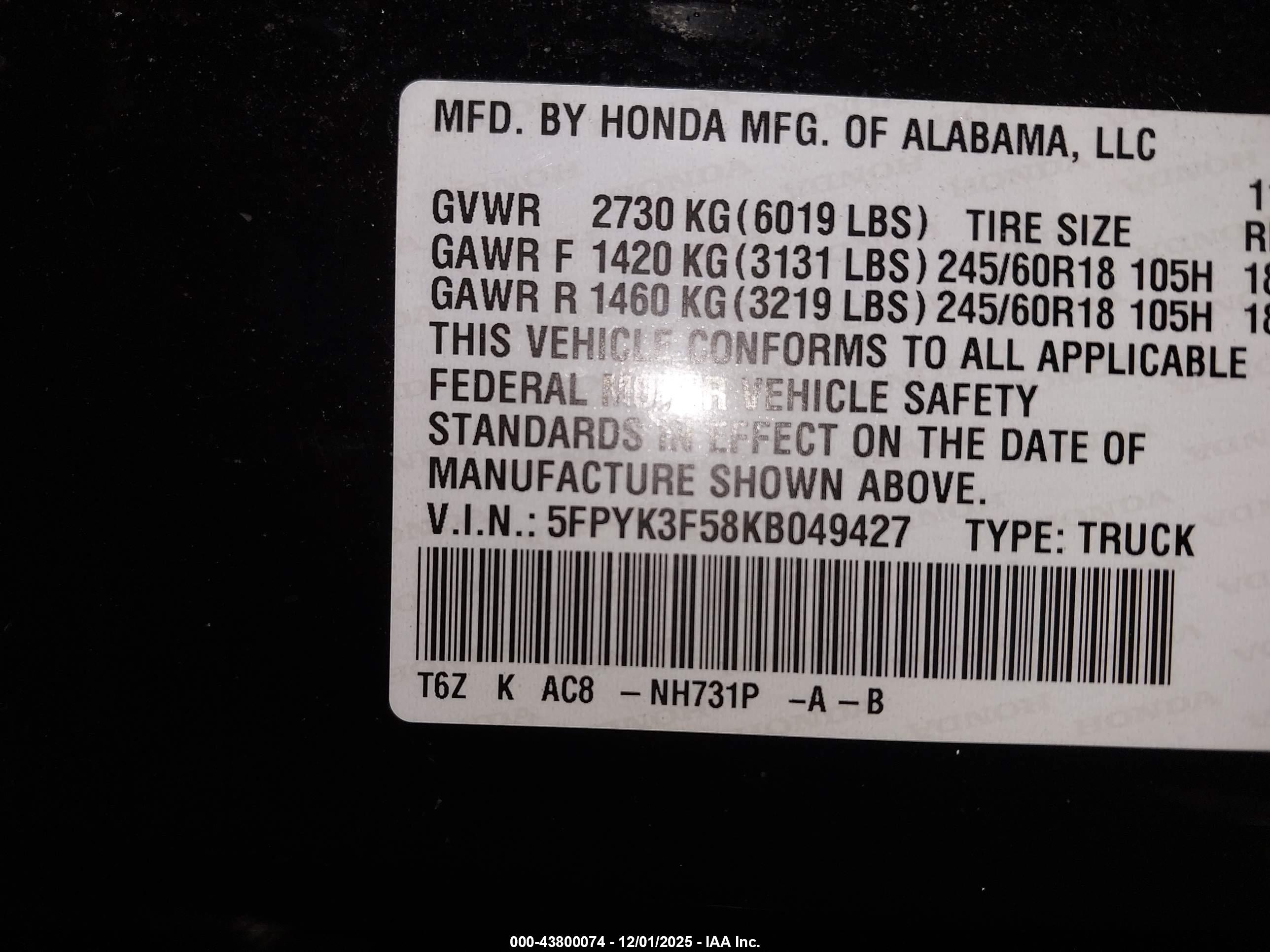 HONDA RIDGELINE image 9