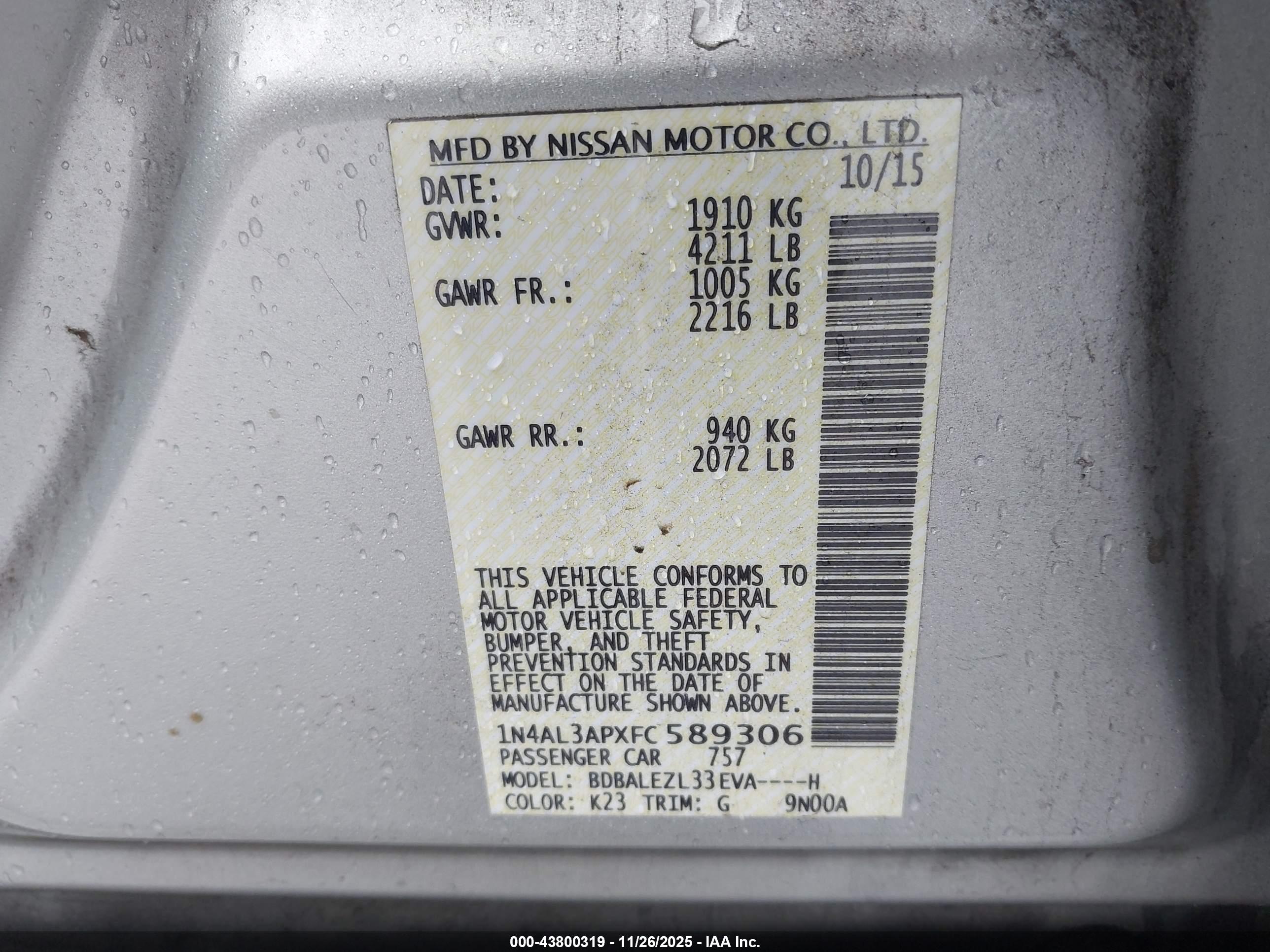 NISSAN ALTIMA image 9
