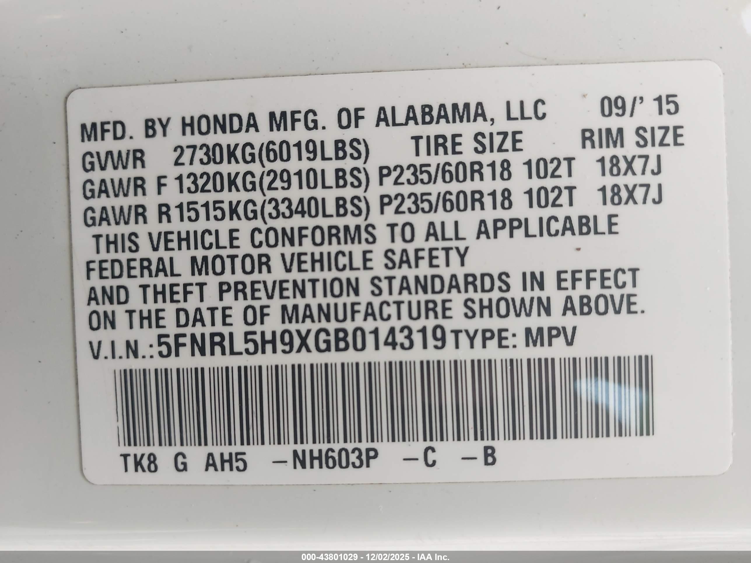 HONDA ODYSSEY image 9