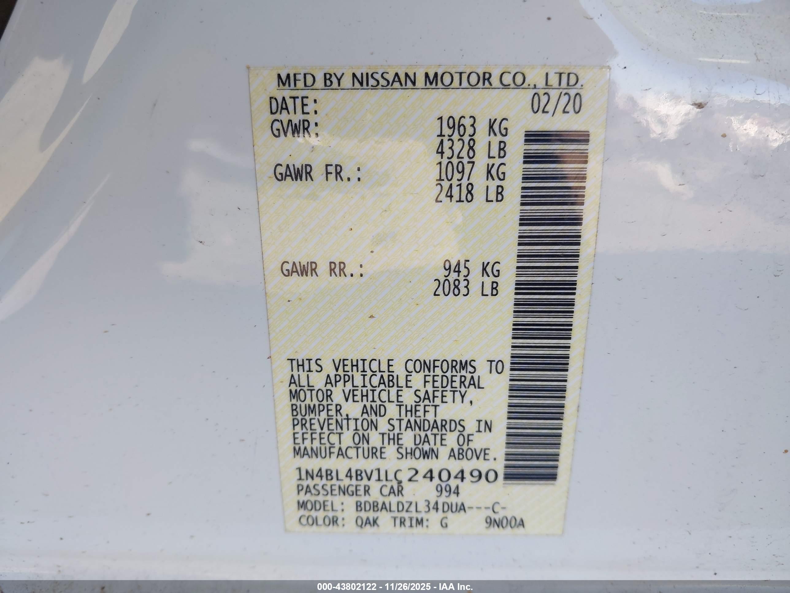 NISSAN ALTIMA image 9
