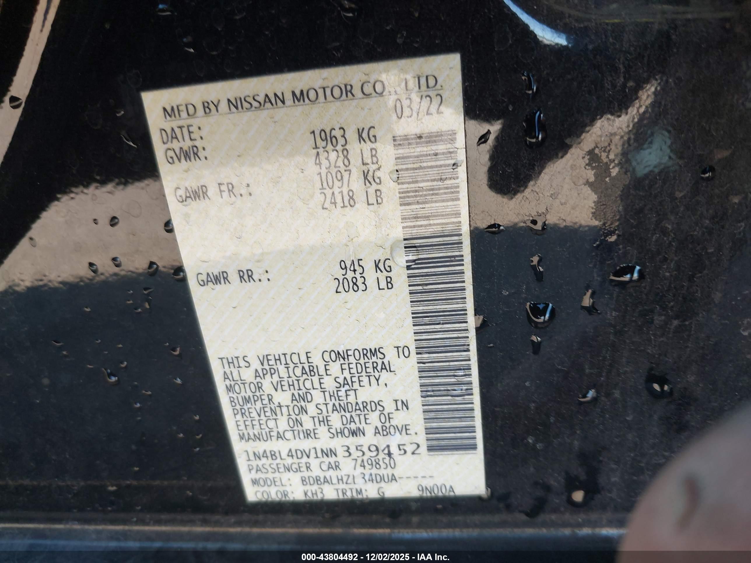 NISSAN ALTIMA image 9